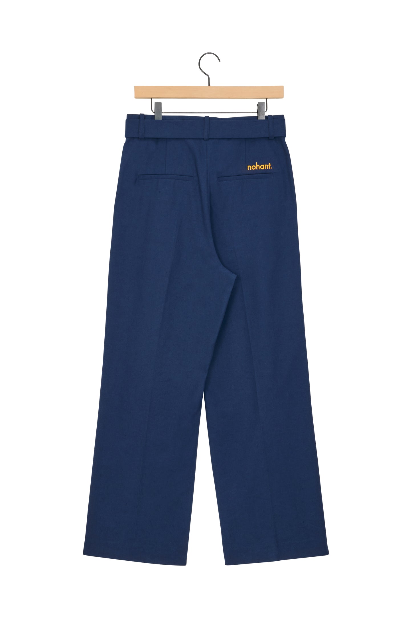 LINEN BELTED CHINO PANTS LIGHT NAVY