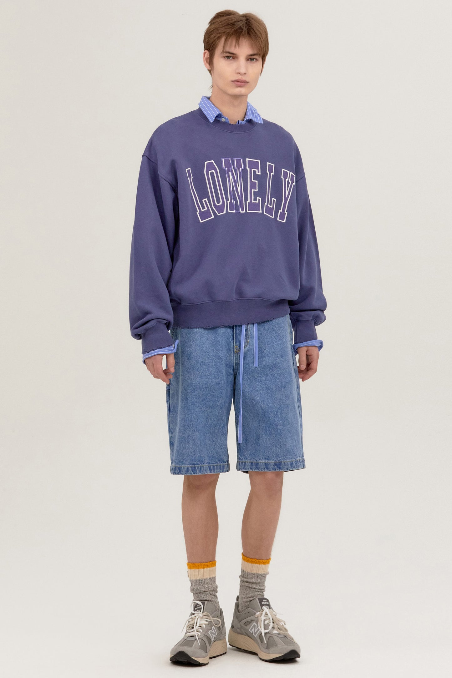 LONELY/LOVELY DAMAGE SWEATSHIRT INDIGO BLUE
