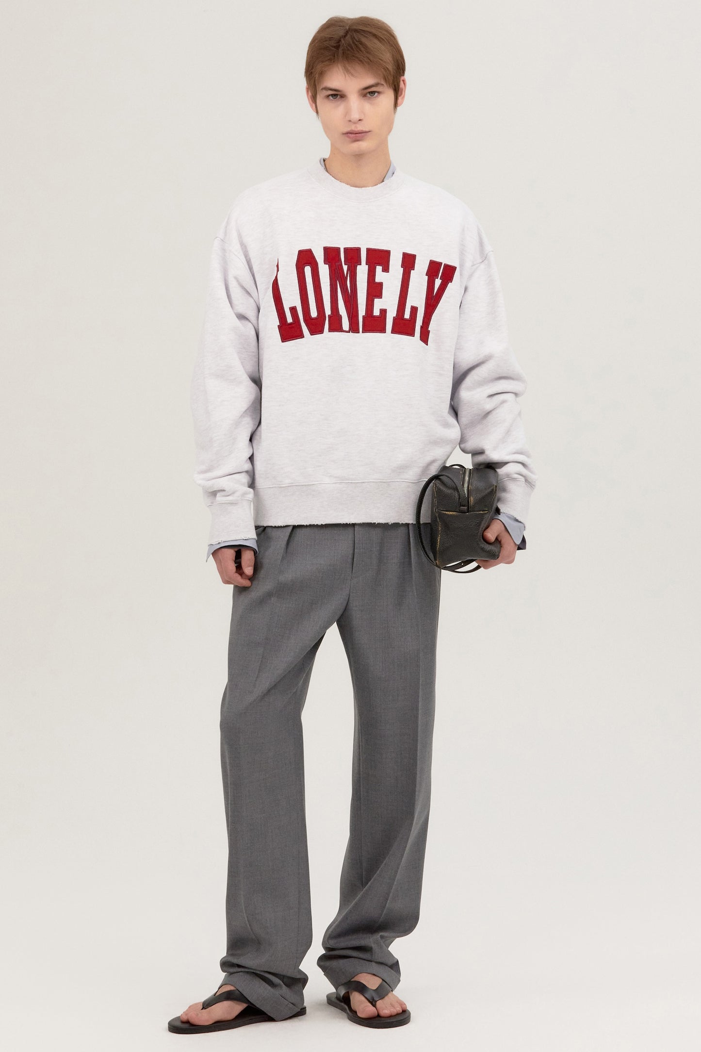 LONELY/LOVELY DAMAGE SWEATSHIRT ASH GRAY