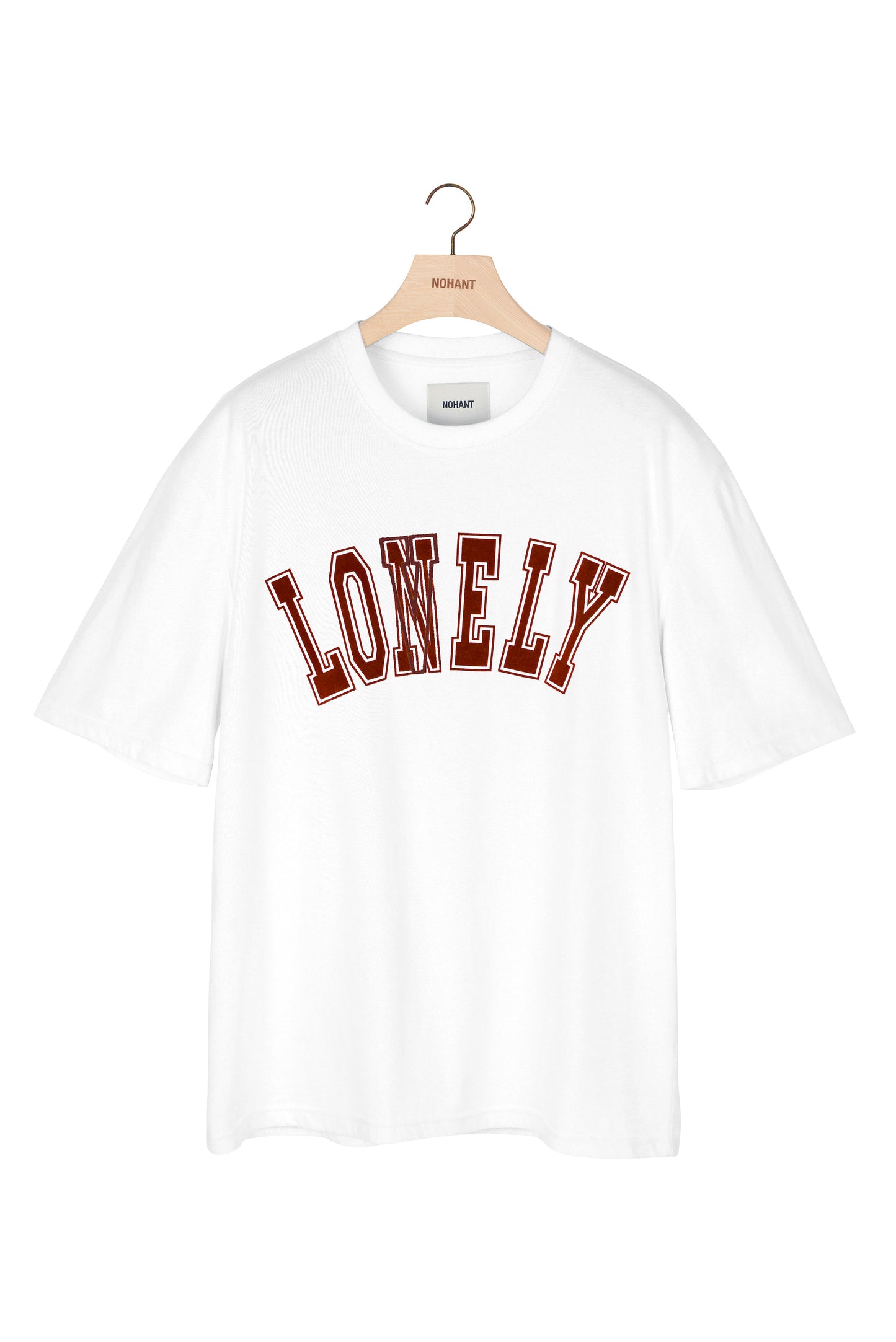 LONELY/LOVELY SHORT SLEEVE T SHIRT WHITE BURGUNDY
