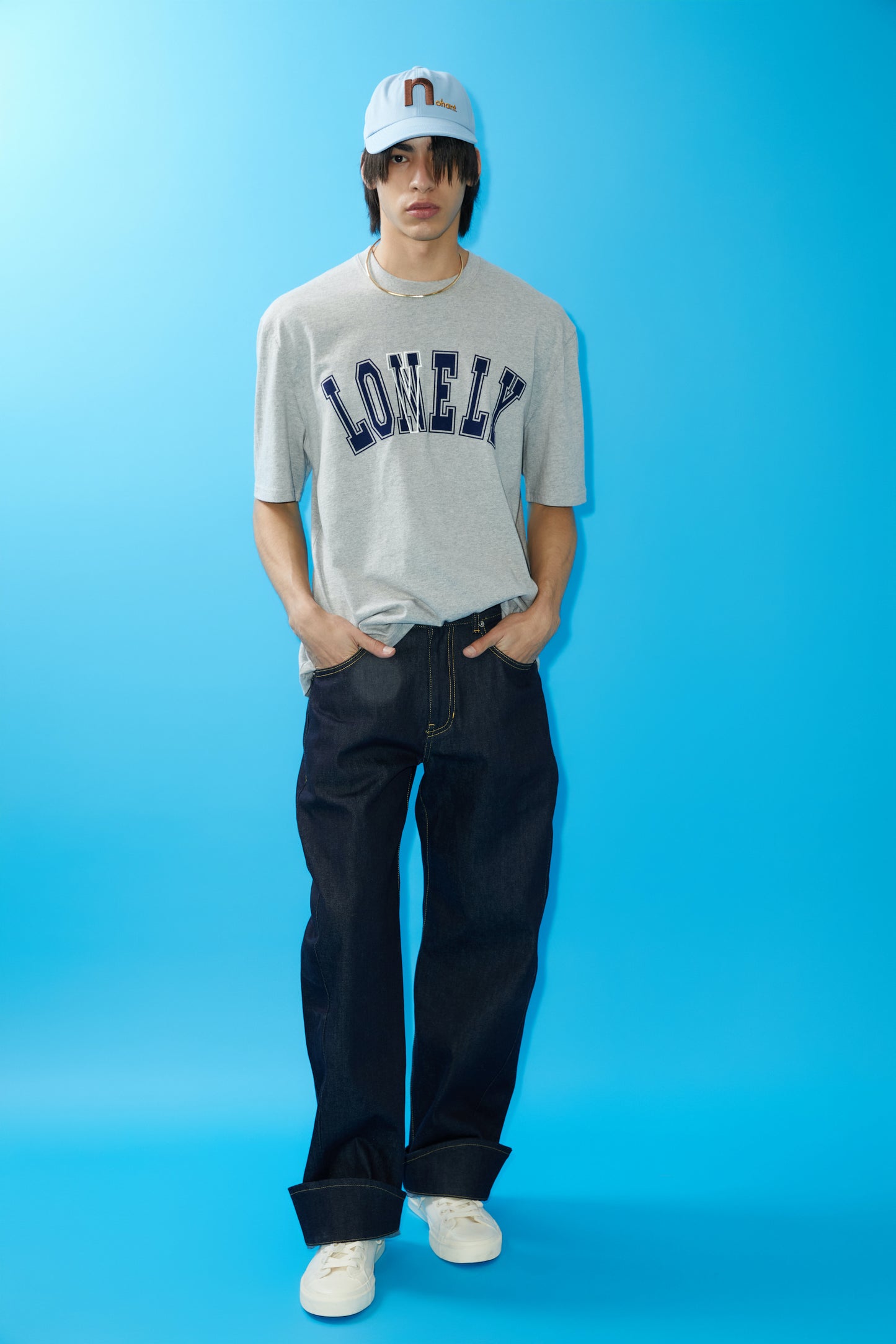 LONELY/LOVELY SHORT SLEEVE T SHIRT GRAY NAVY