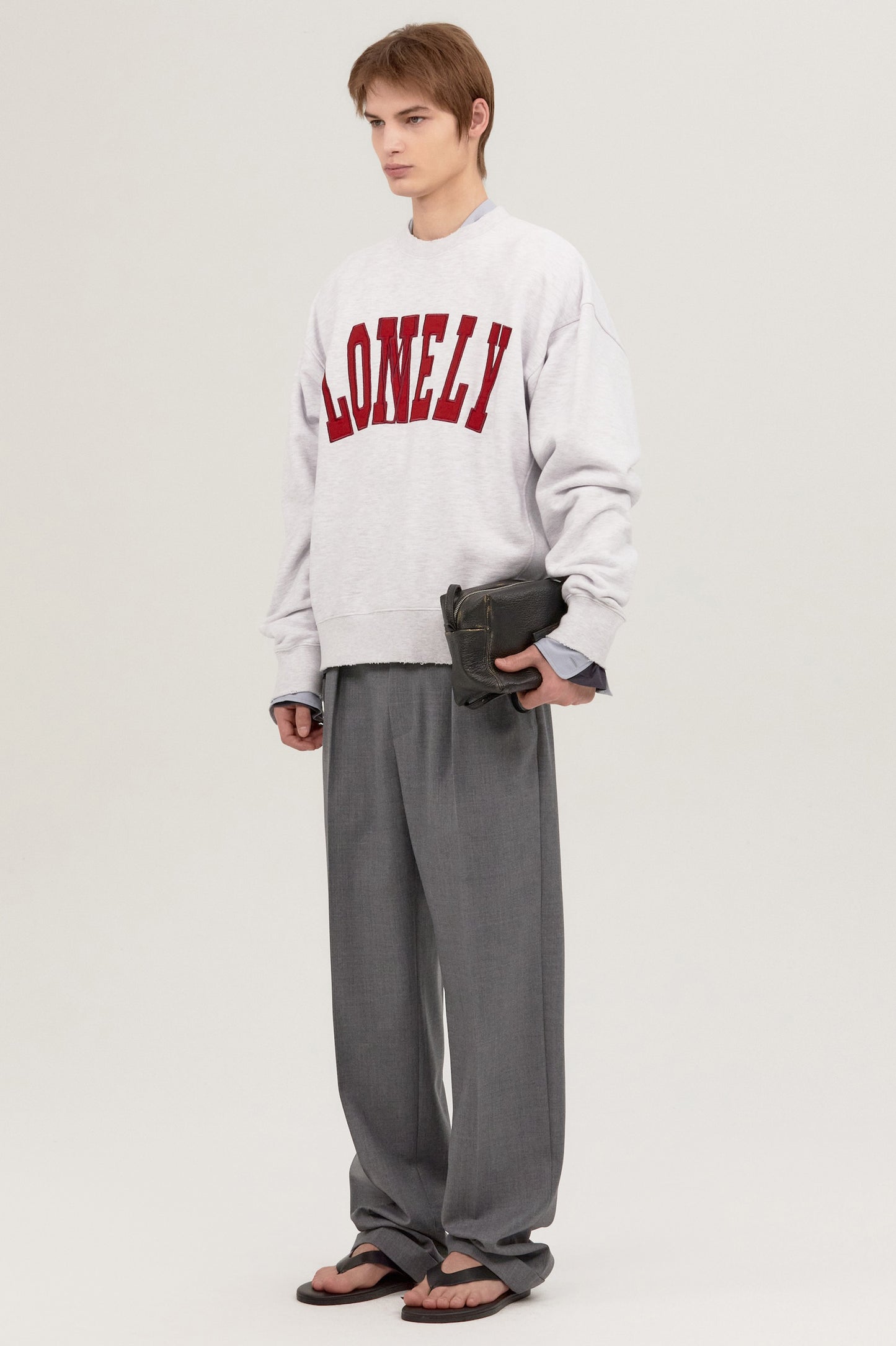 LONELY/LOVELY DAMAGE SWEATSHIRT ASH GRAY