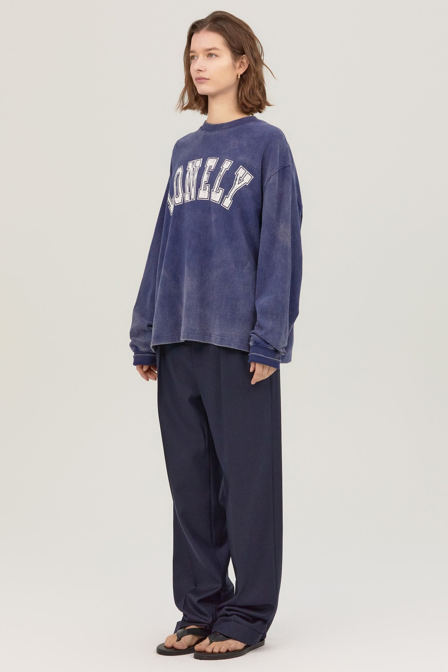 LONELY/LOVELY SALT WASHING LONG SLEEVE T-SHIRT NAVY