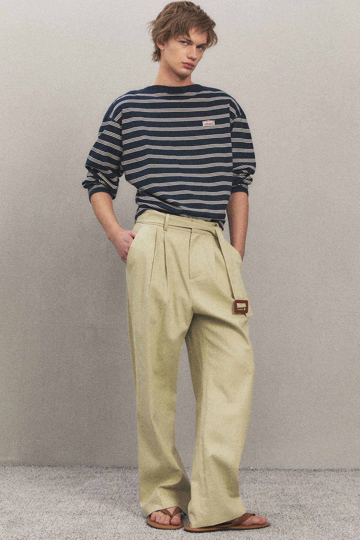 MULTI STRIPE BOAT NECK T-SHIRT NAVY