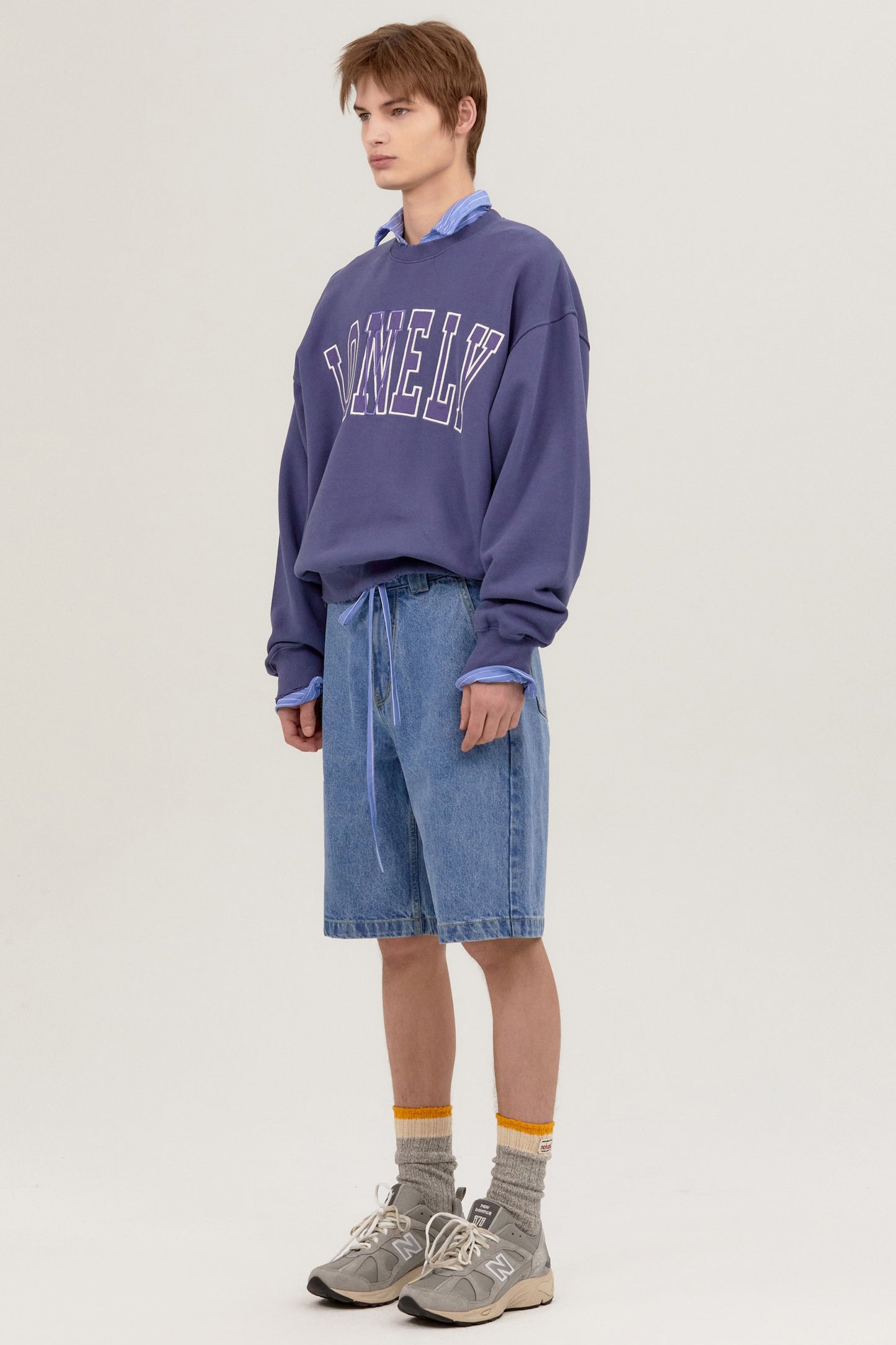 LONELY/LOVELY DAMAGE SWEATSHIRT INDIGO BLUE