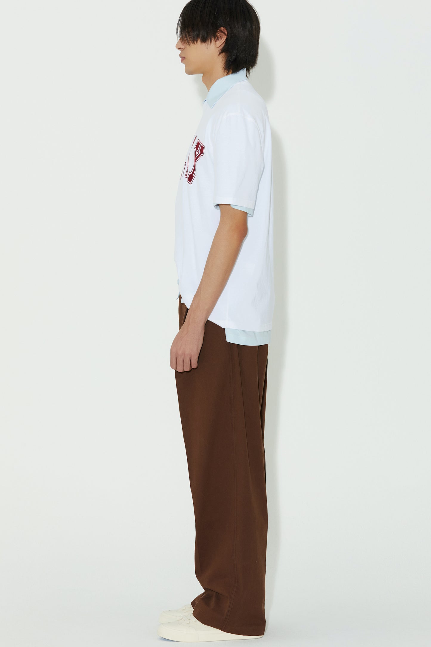 LONELY/LOVELY SHORT SLEEVE T SHIRT WHITE BURGUNDY
