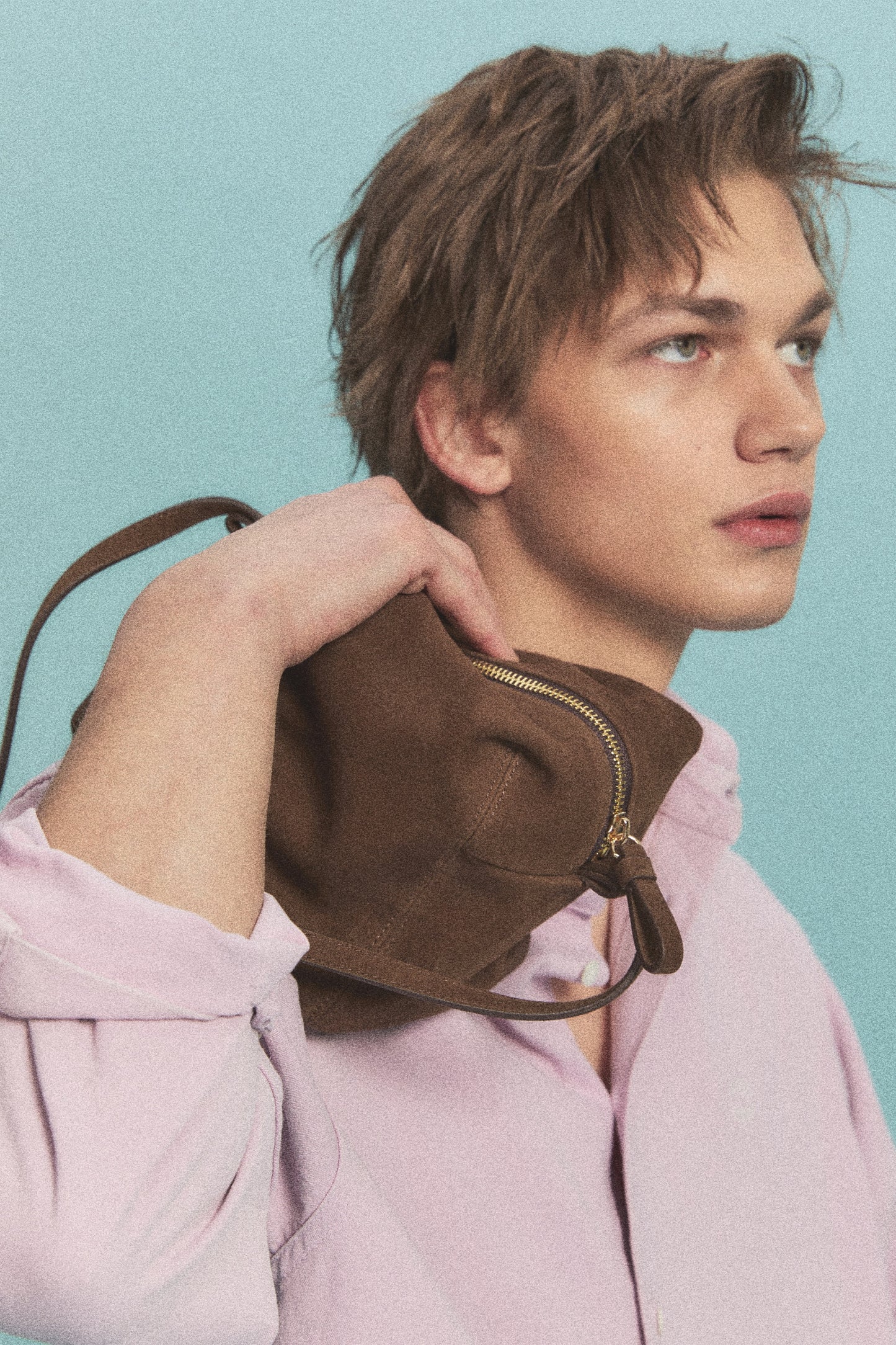 SUEDE PICNIC BAG BROWN