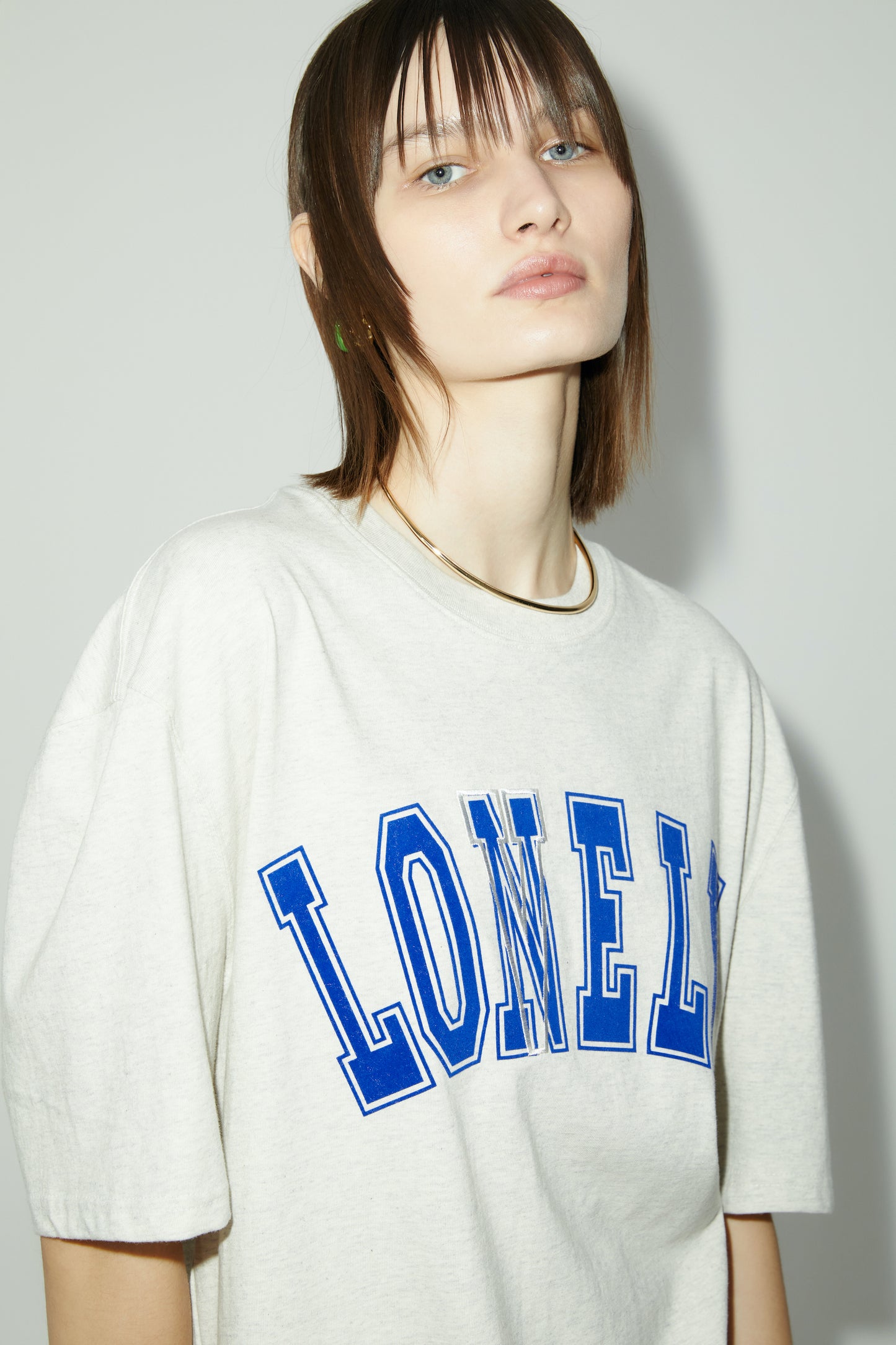 LONELY/LOVELY SHORT SLEEVE T SHIRT OATMEAL BLUE