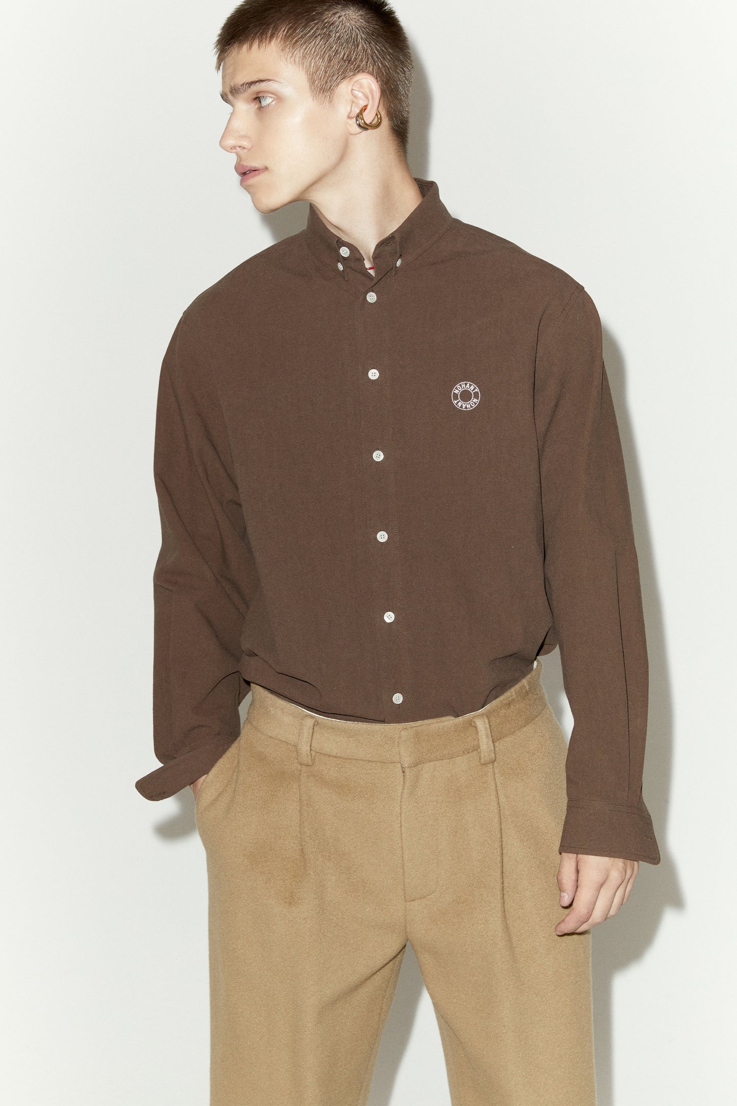 LOGO OXFORD SHIRT BROWN