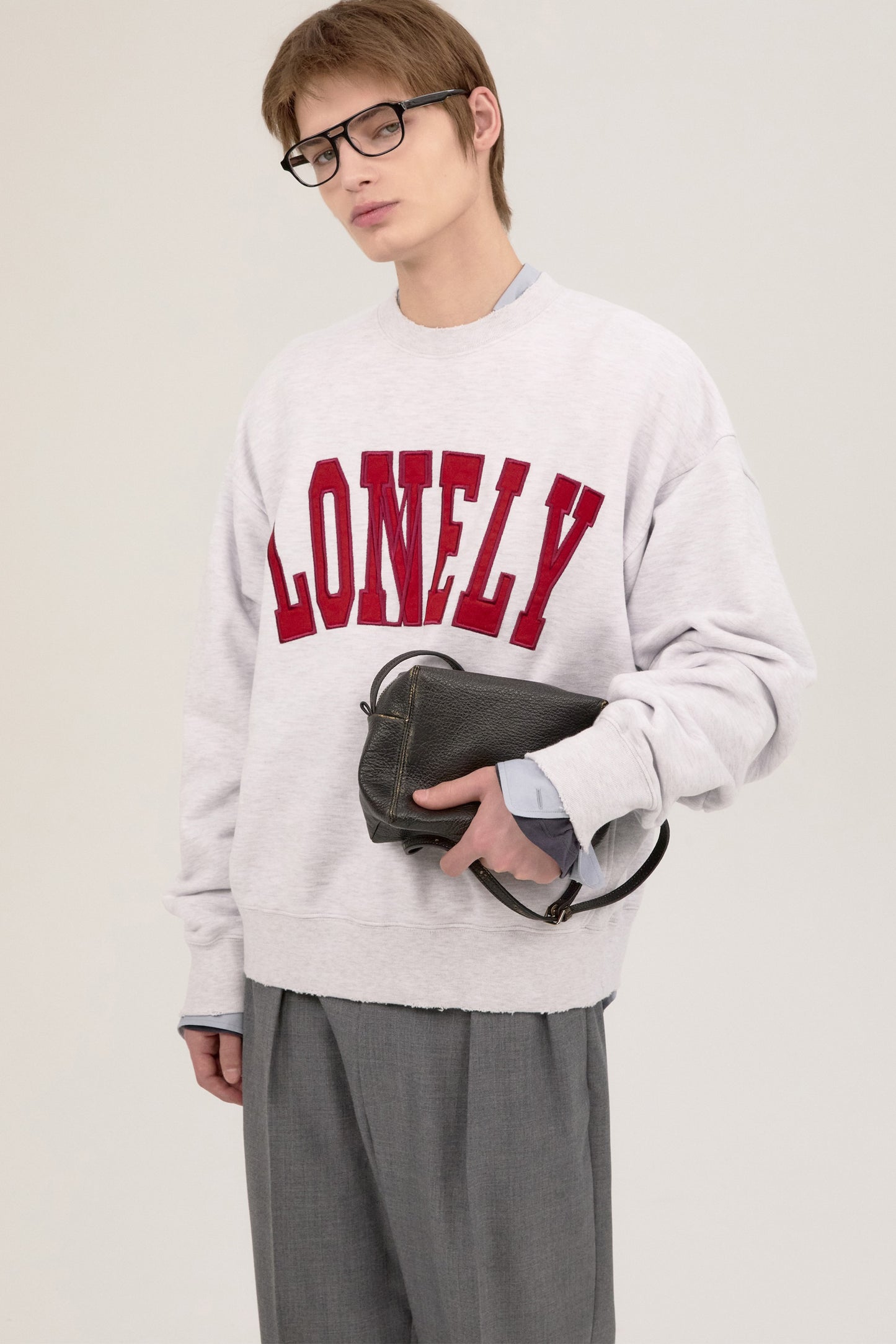 LONELY/LOVELY DAMAGE SWEATSHIRT ASH GRAY