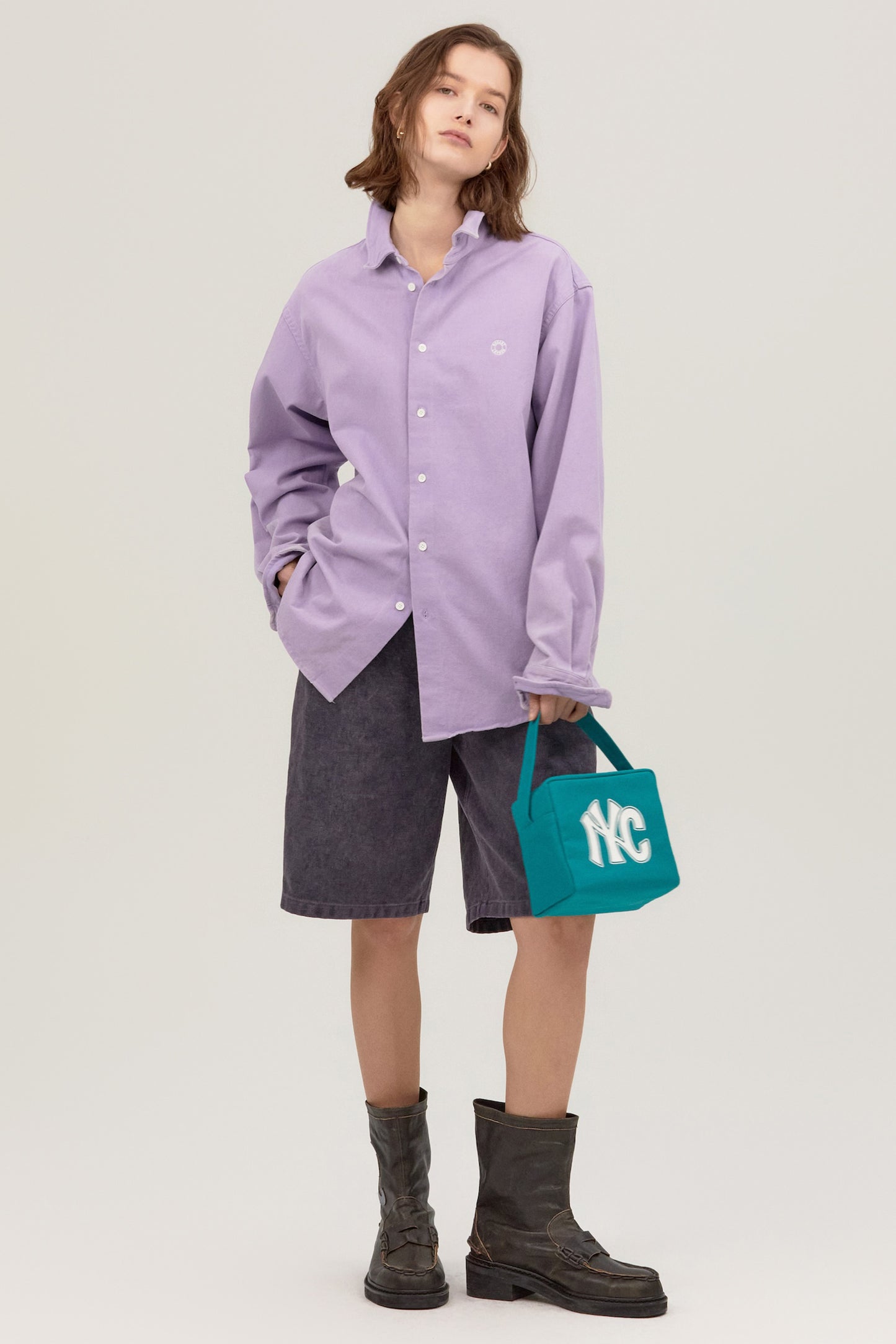 WIRE OXFORD WASHED SHIRT PURPLE
