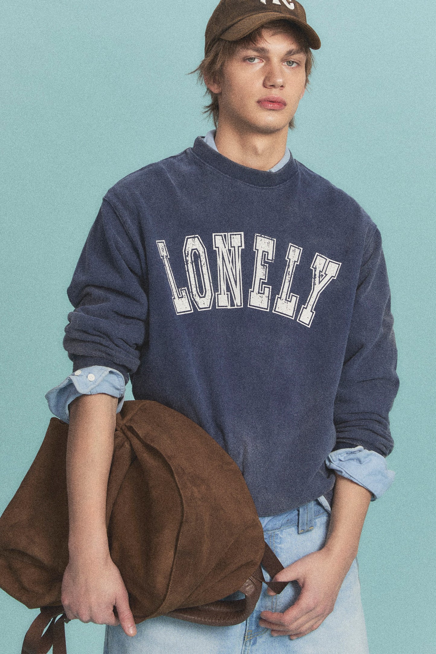 LONELY/LOVELY SALT WASHING LONG SLEEVE T-SHIRT NAVY