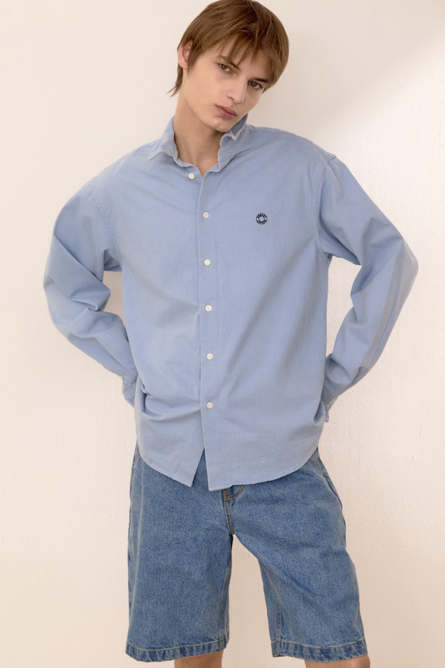WIRE OXFORD WASHED SHIRT SKY BLUE