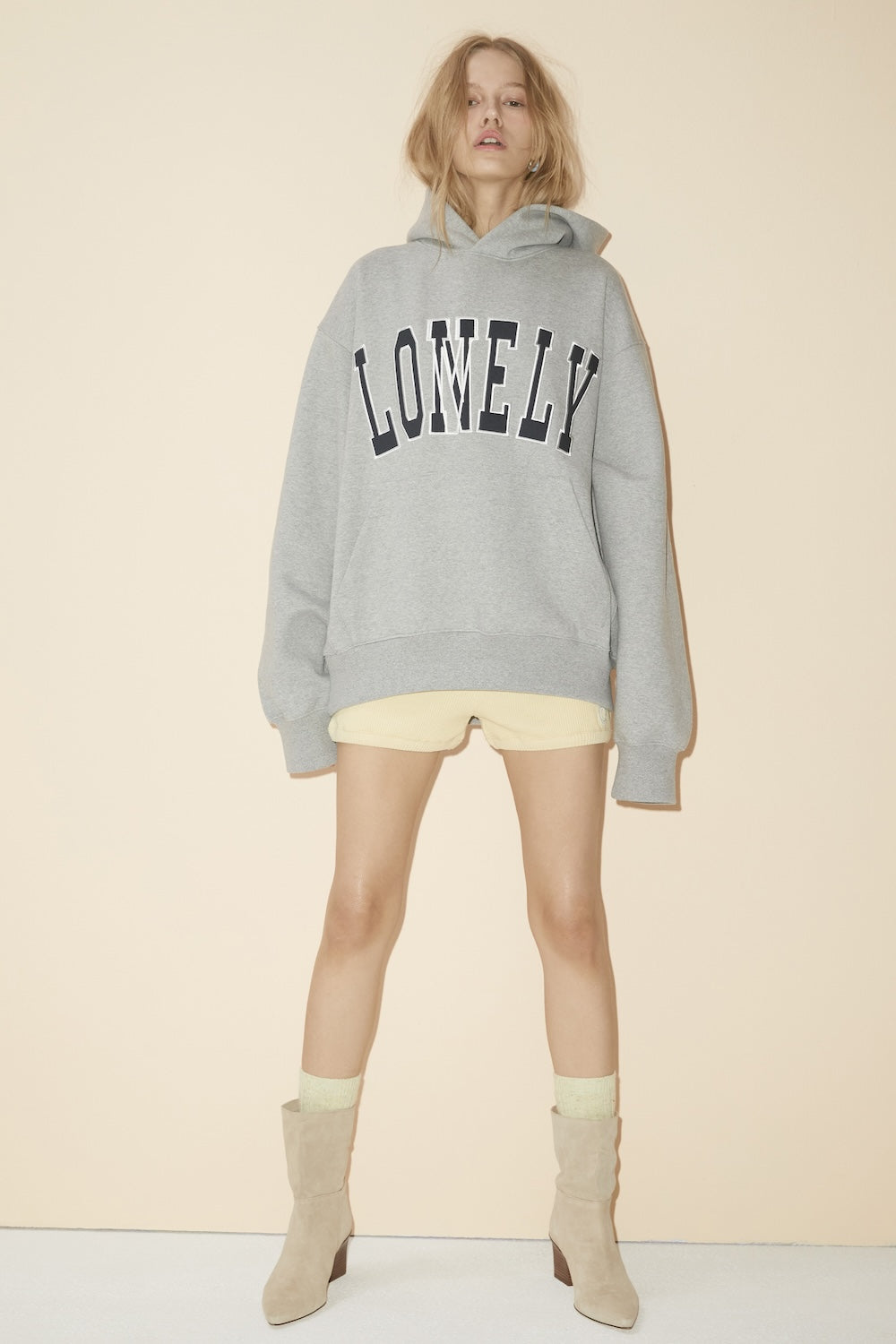 LONELY/LOVELY FLUFF HOODIE GRAY