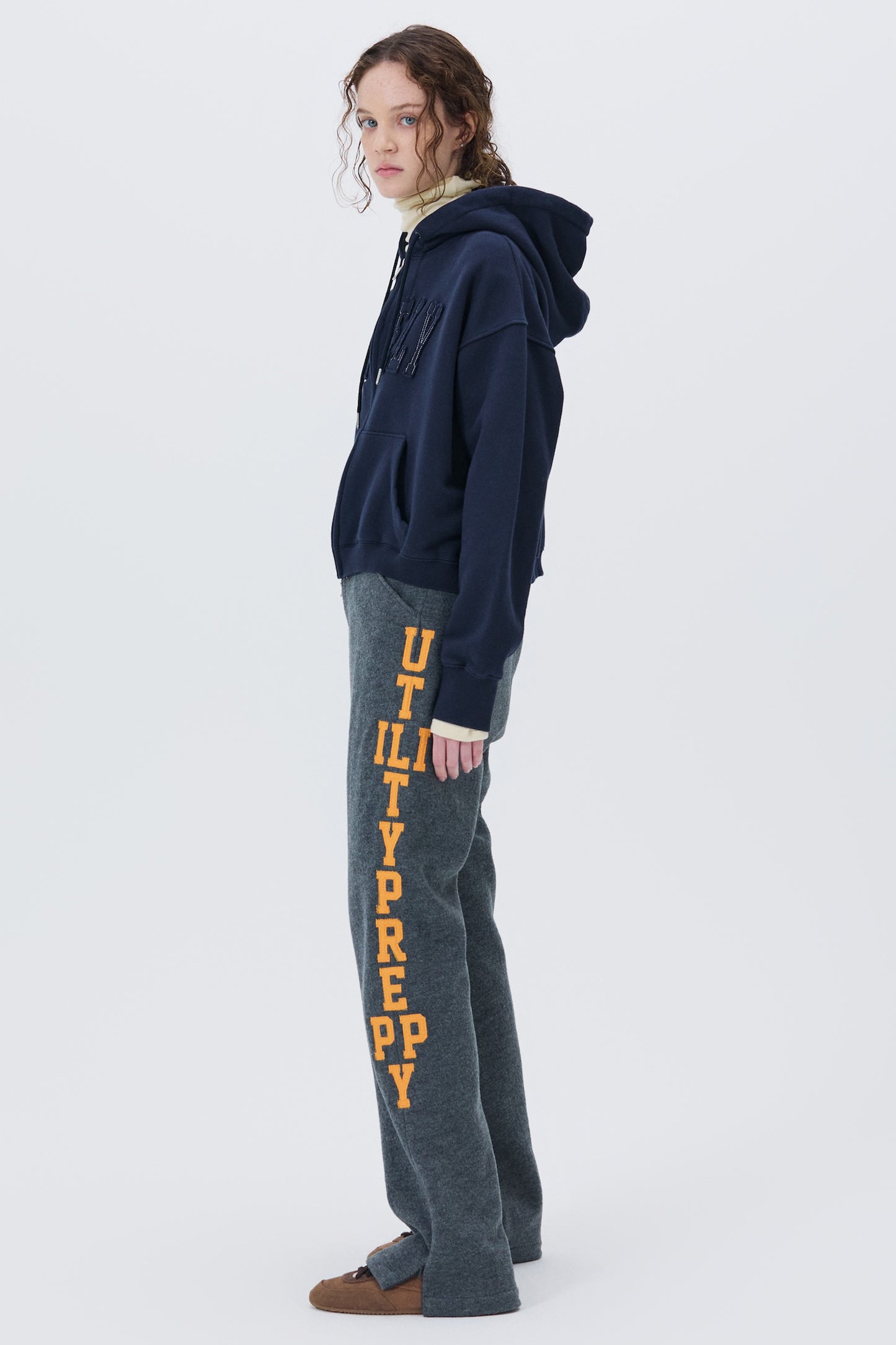 LONELY/LOVELY CROP HOODIE ZIP-UP NAVY