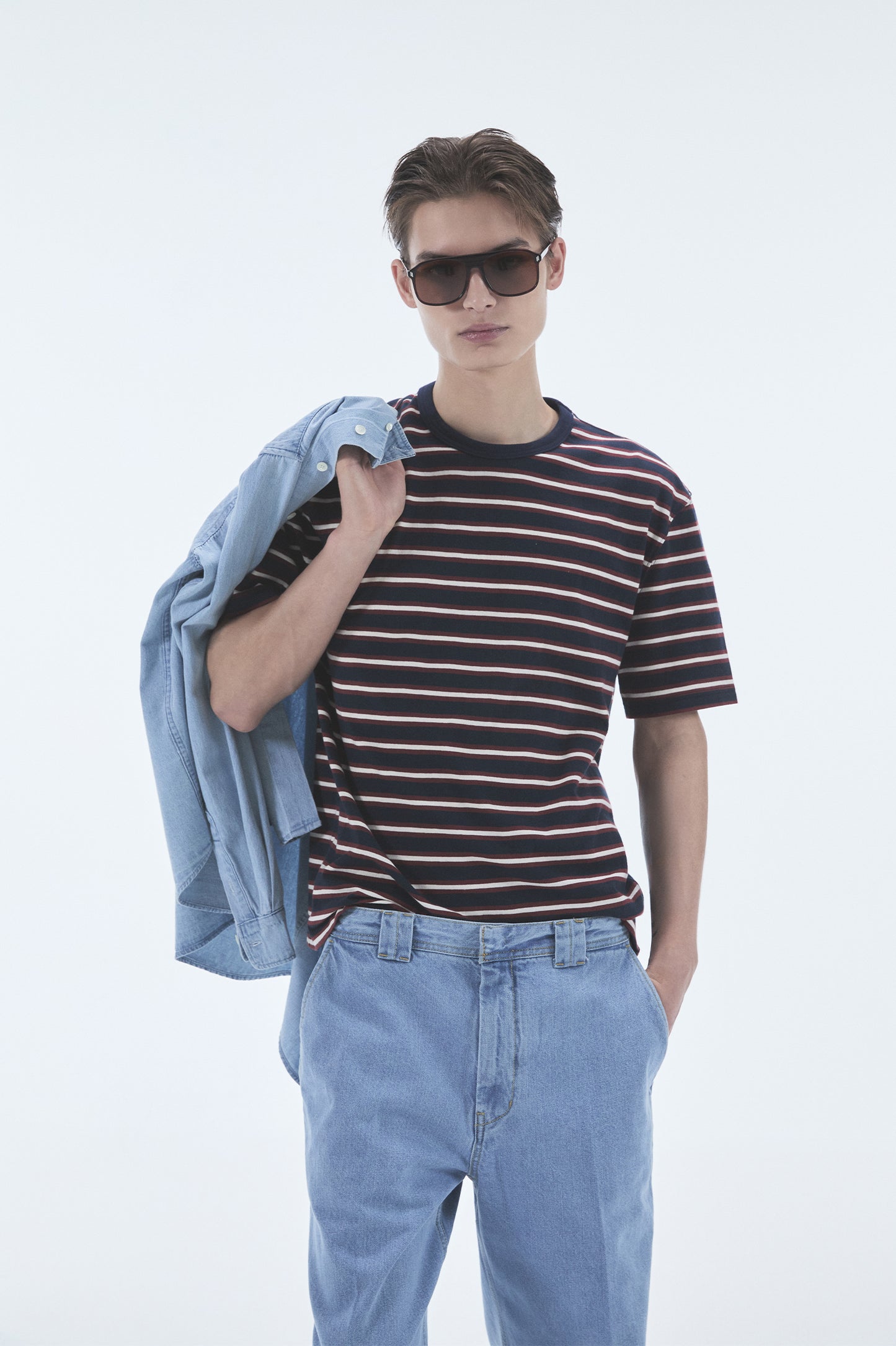 STRIPE BASIC SHORT SLEEVE T-SHIRT NAVY
