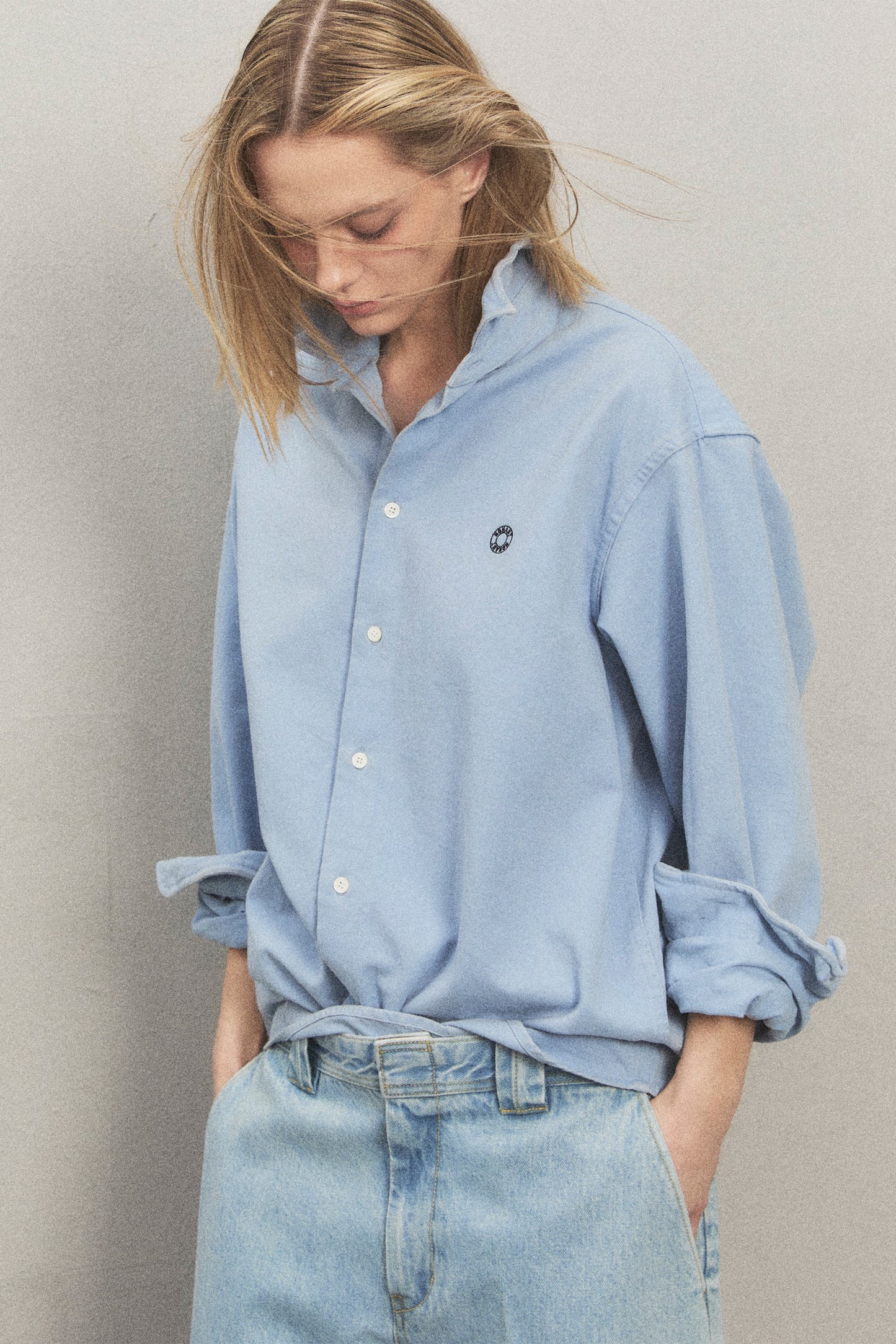 WIRE OXFORD WASHED SHIRT SKY BLUE