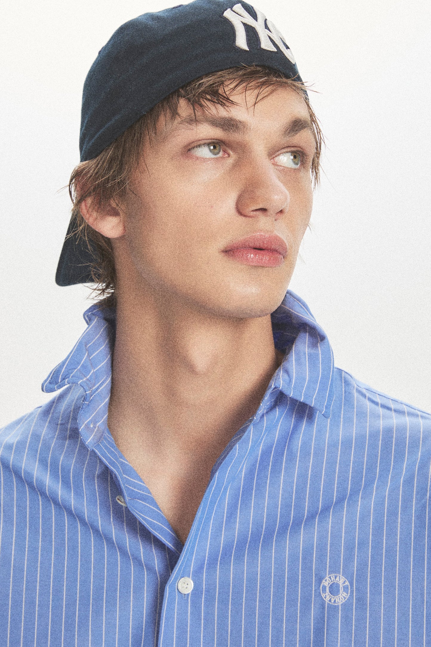 WIRE CROPPED STRIPE SHIRT BLUE