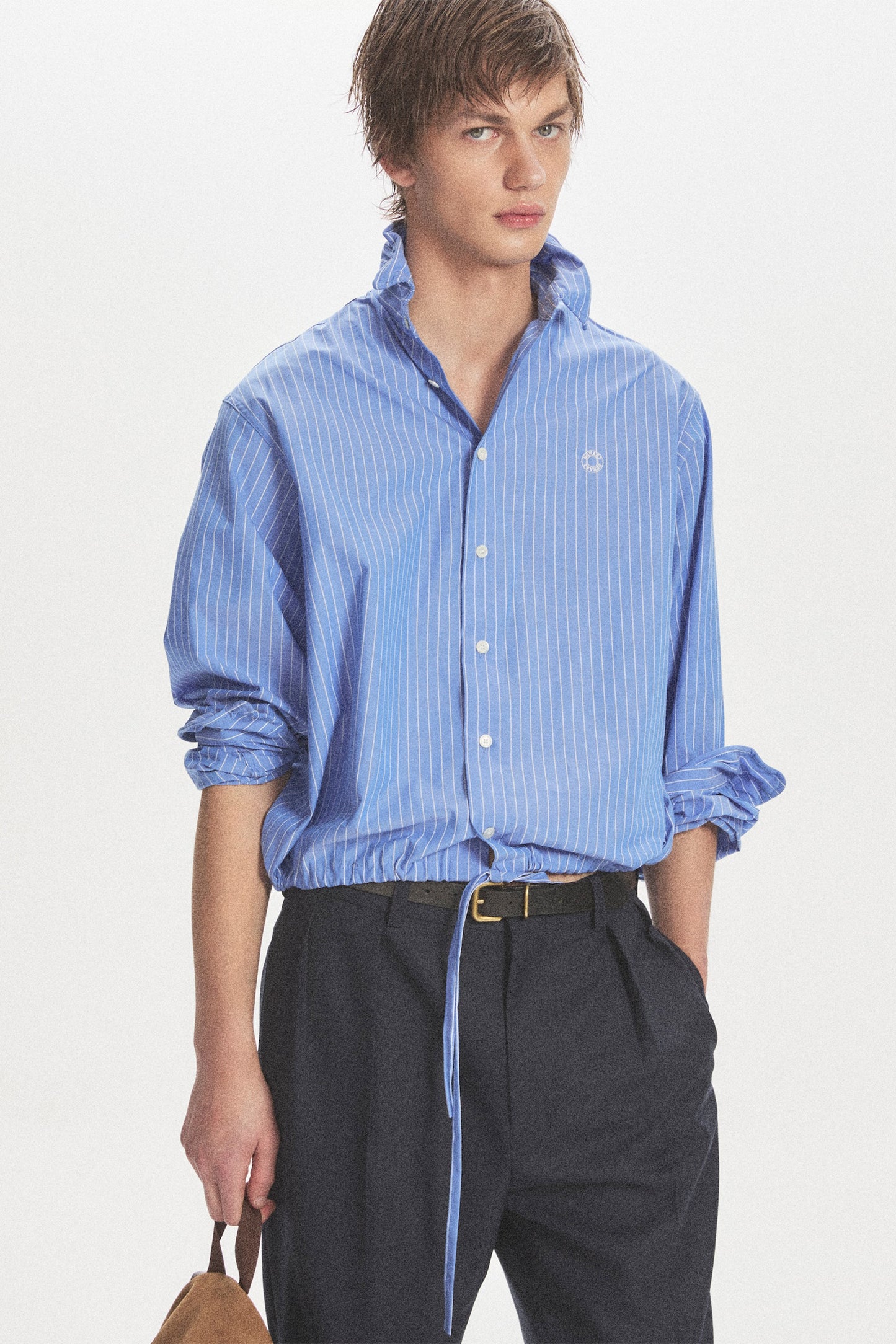 WIRE CROPPED STRIPE SHIRT BLUE