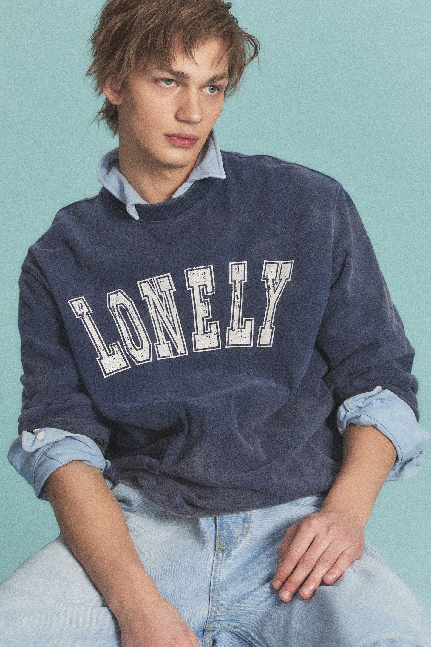 LONELY/LOVELY SALT WASHING LONG SLEEVE T-SHIRT NAVY