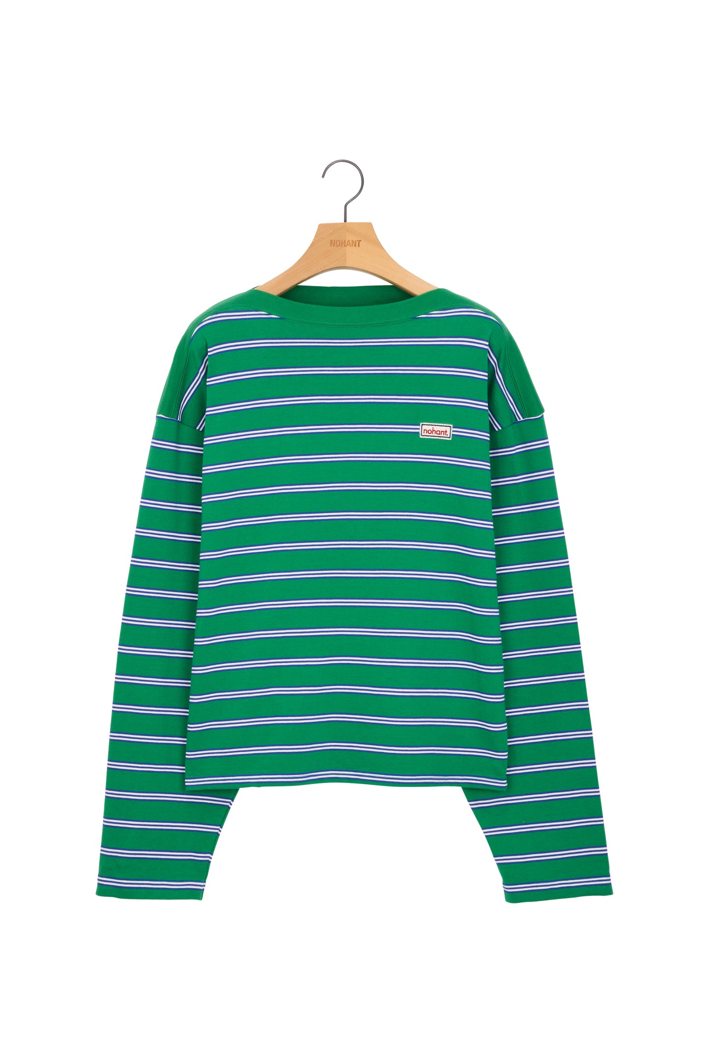 MULTI STRIPE BOAT NECK T-SHIRT GREEN