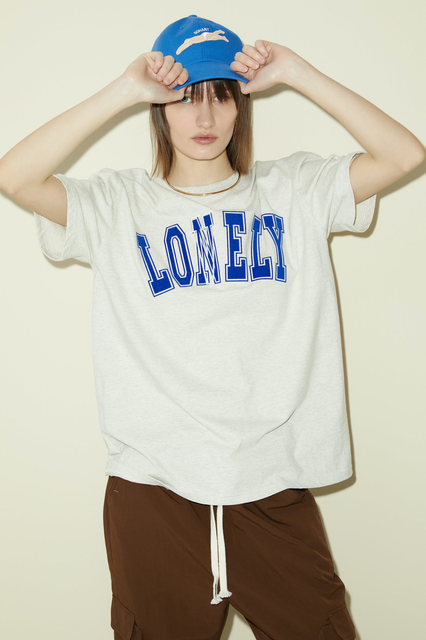 LONELY/LOVELY SHORT SLEEVE T SHIRT OATMEAL BLUE