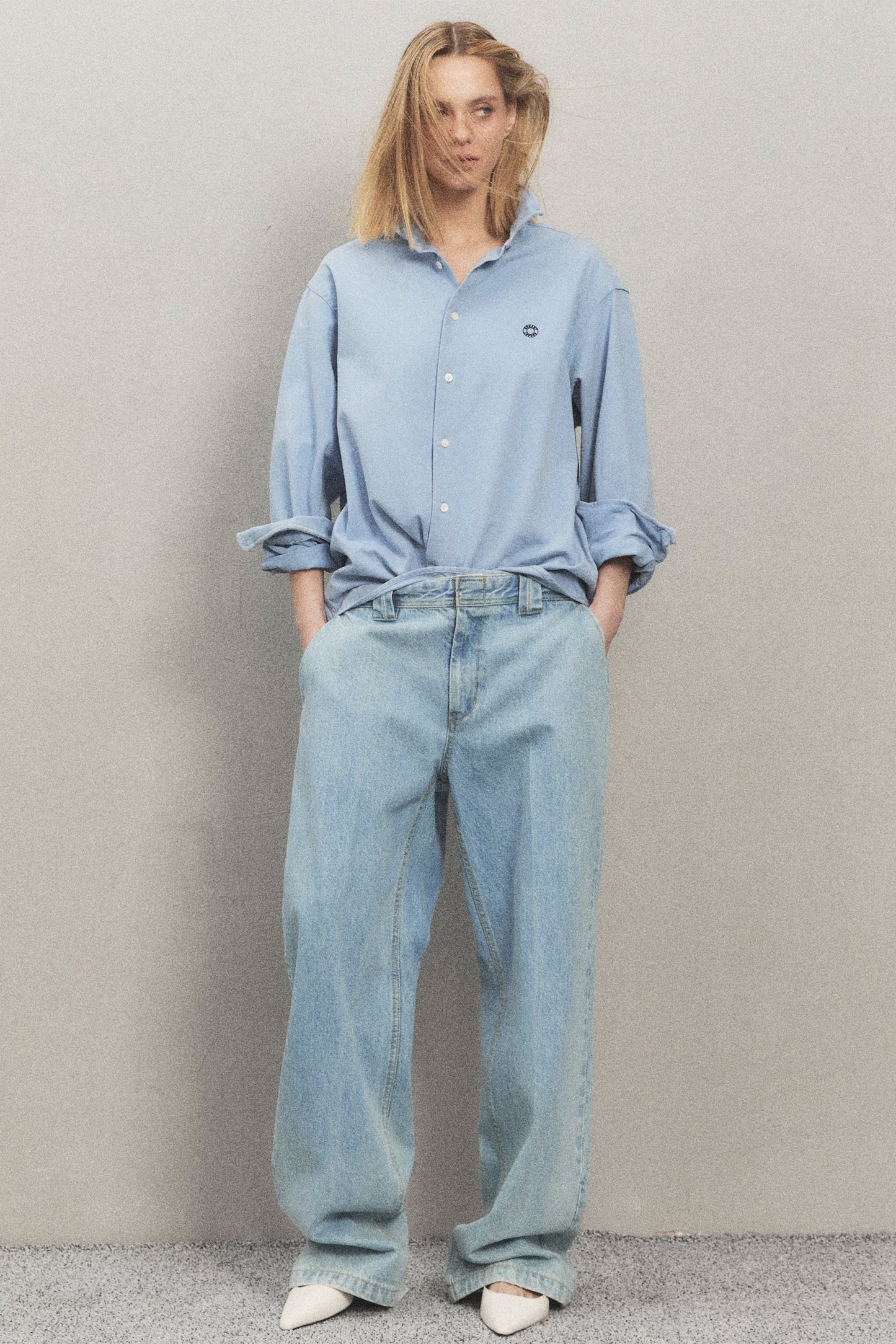 WIRE OXFORD WASHED SHIRT SKY BLUE
