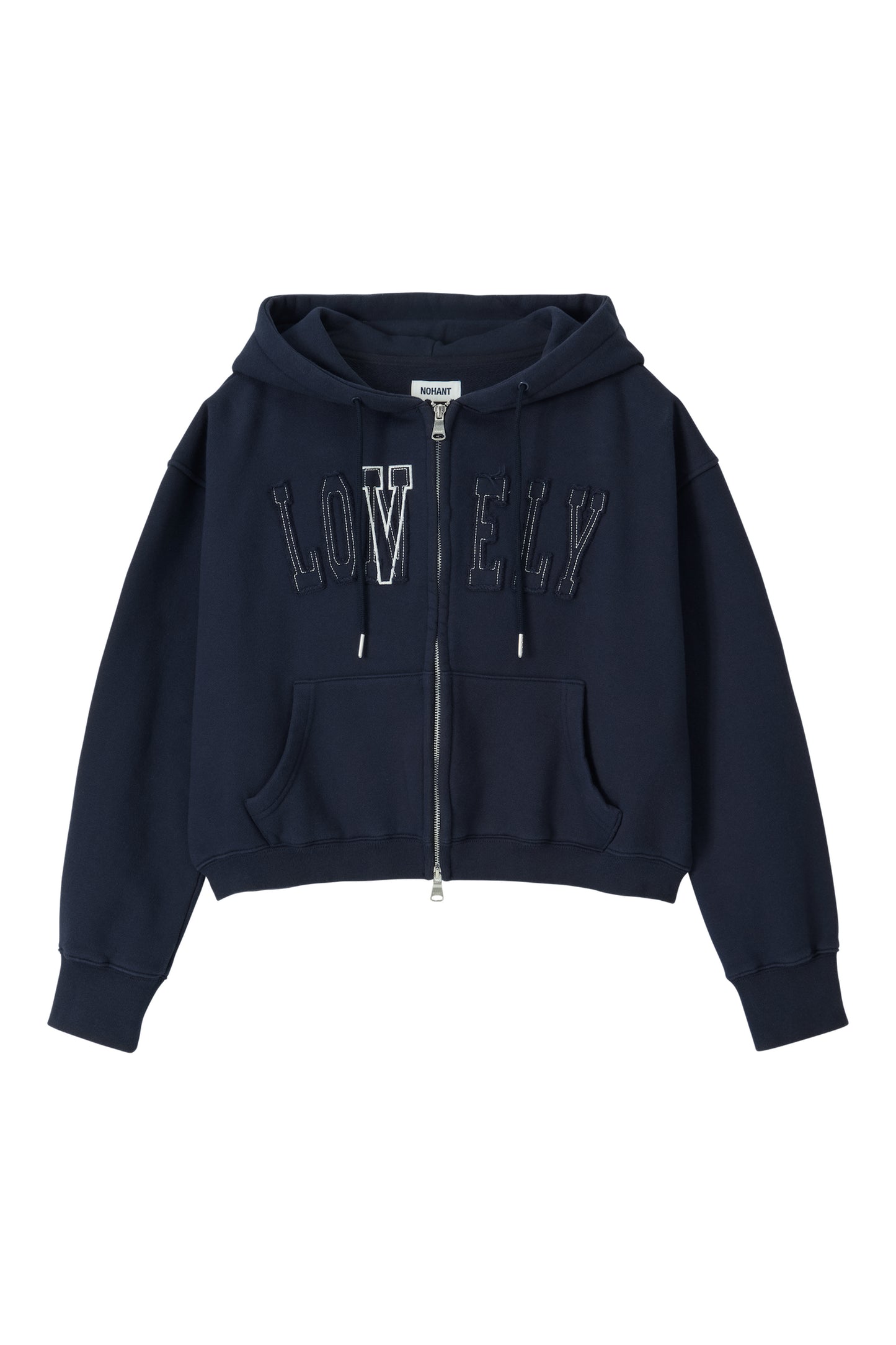 LONELY/LOVELY CROP HOODIE ZIP-UP NAVY