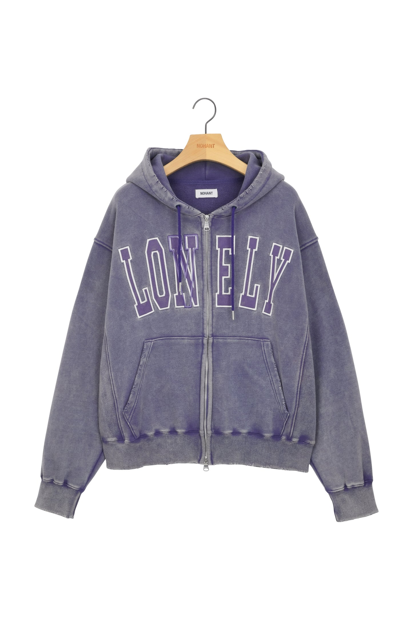 LONELY/LOVELY SALT WASHING HOODIE ZIP-UP INDIGO BLUE