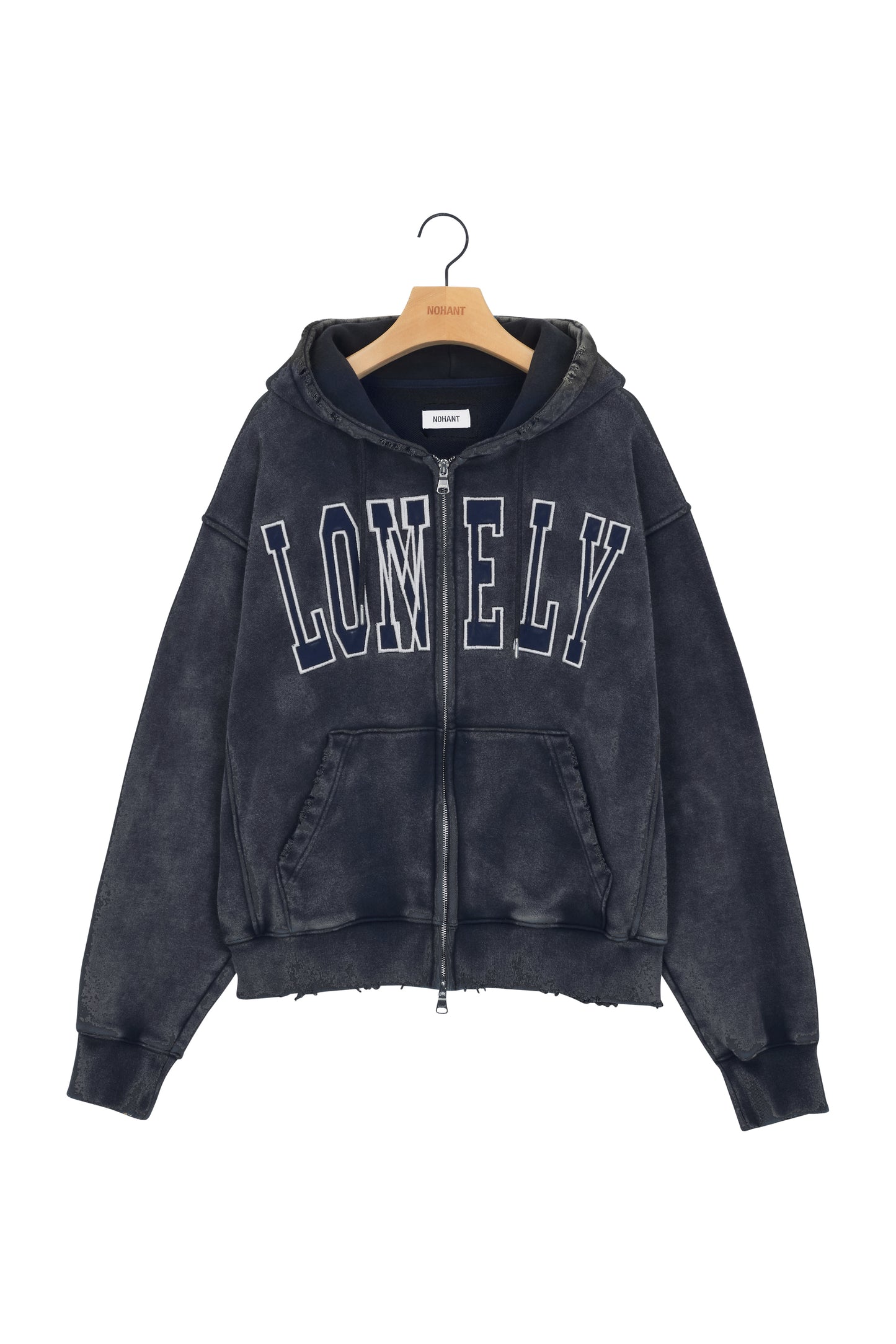 LONELY/LOVELY SALT WASHING HOODIE ZIP-UP NAVY