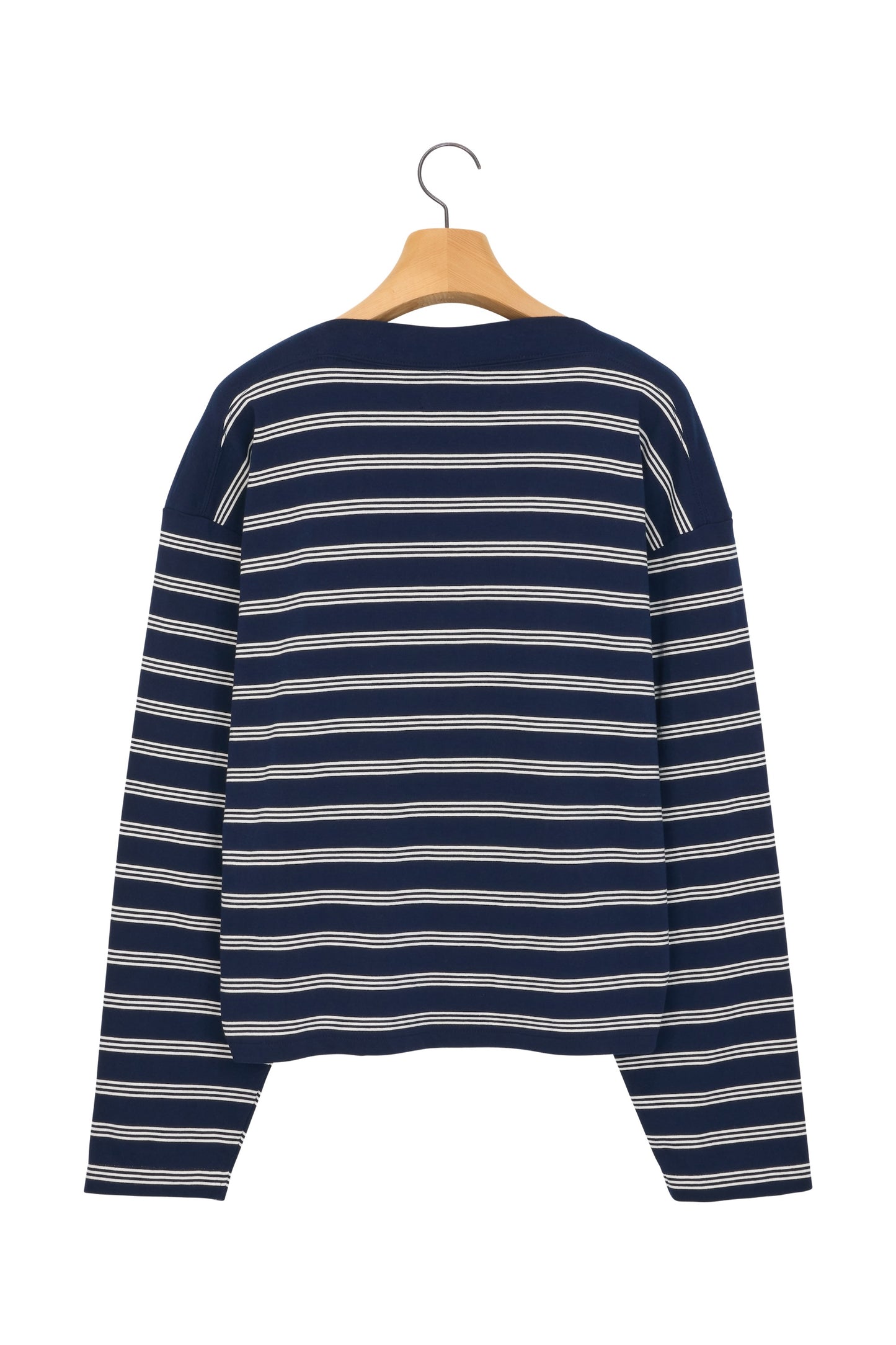 MULTI STRIPE BOAT NECK T-SHIRT NAVY