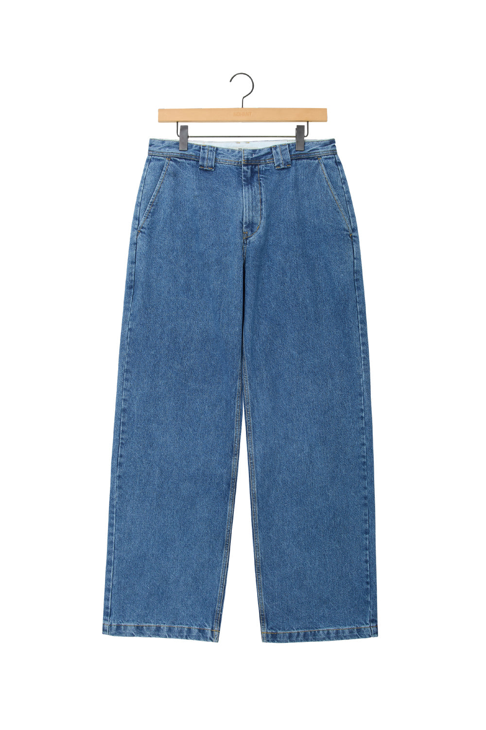 WASHED LOOSE FIT DENIM PANTS MID BLUE