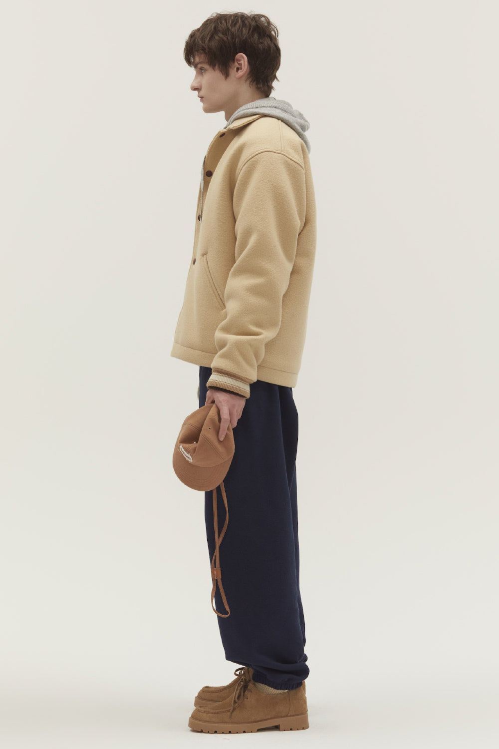 VARSITY MINIMAL WOOL JUMPER BEIGE