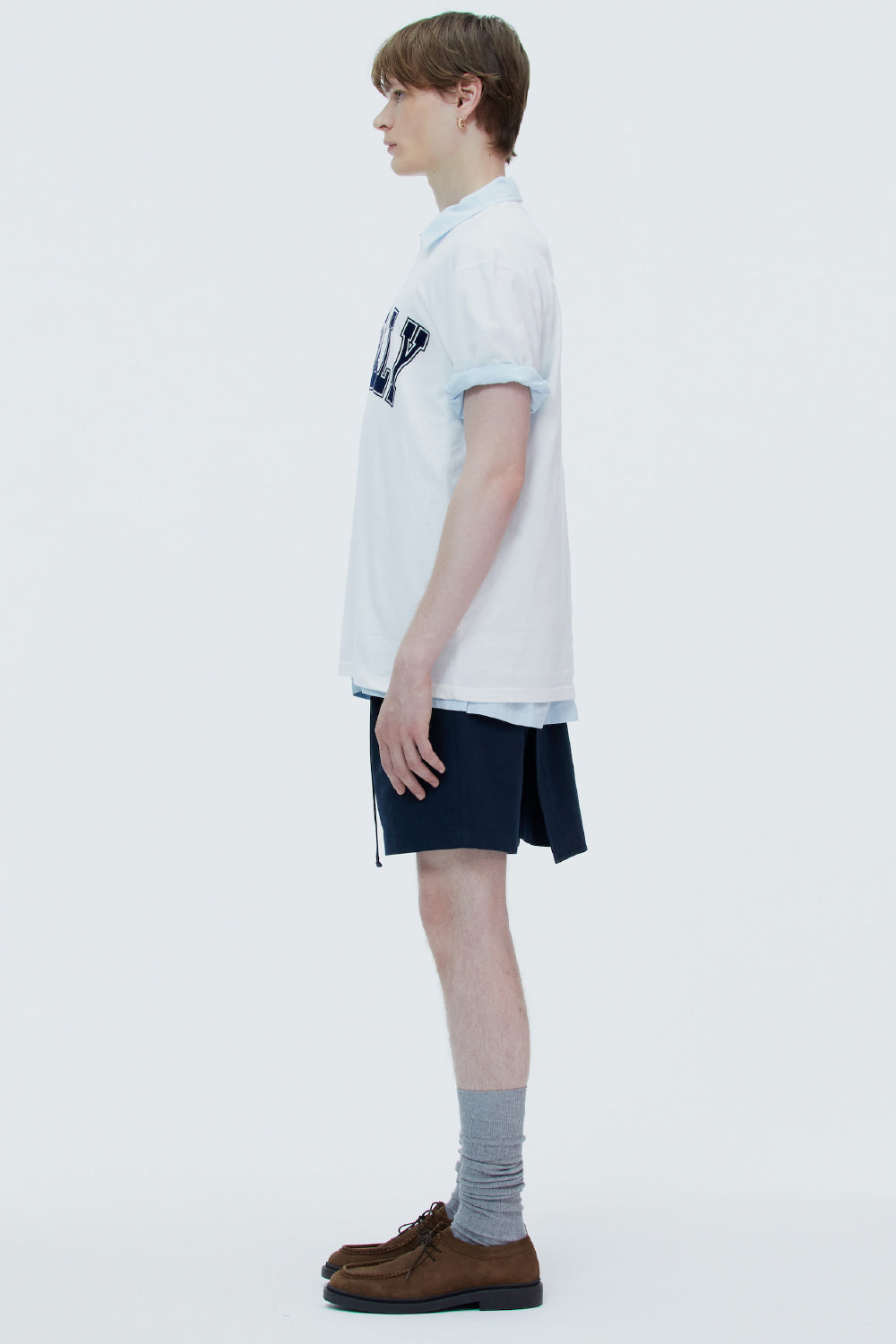 LONELY/LOVELY SHORT SLEEVE T SHIRT WHITE-NAVY