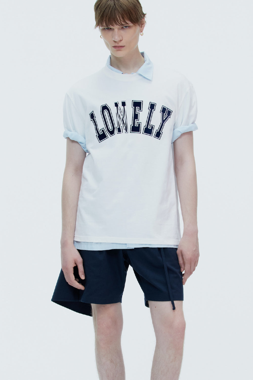 LONELY/LOVELY SHORT SLEEVE T SHIRT WHITE-NAVY