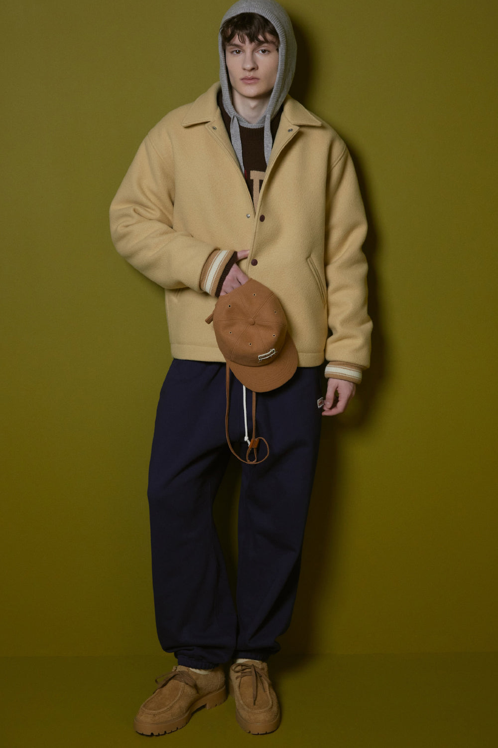 VARSITY MINIMAL WOOL JUMPER BEIGE