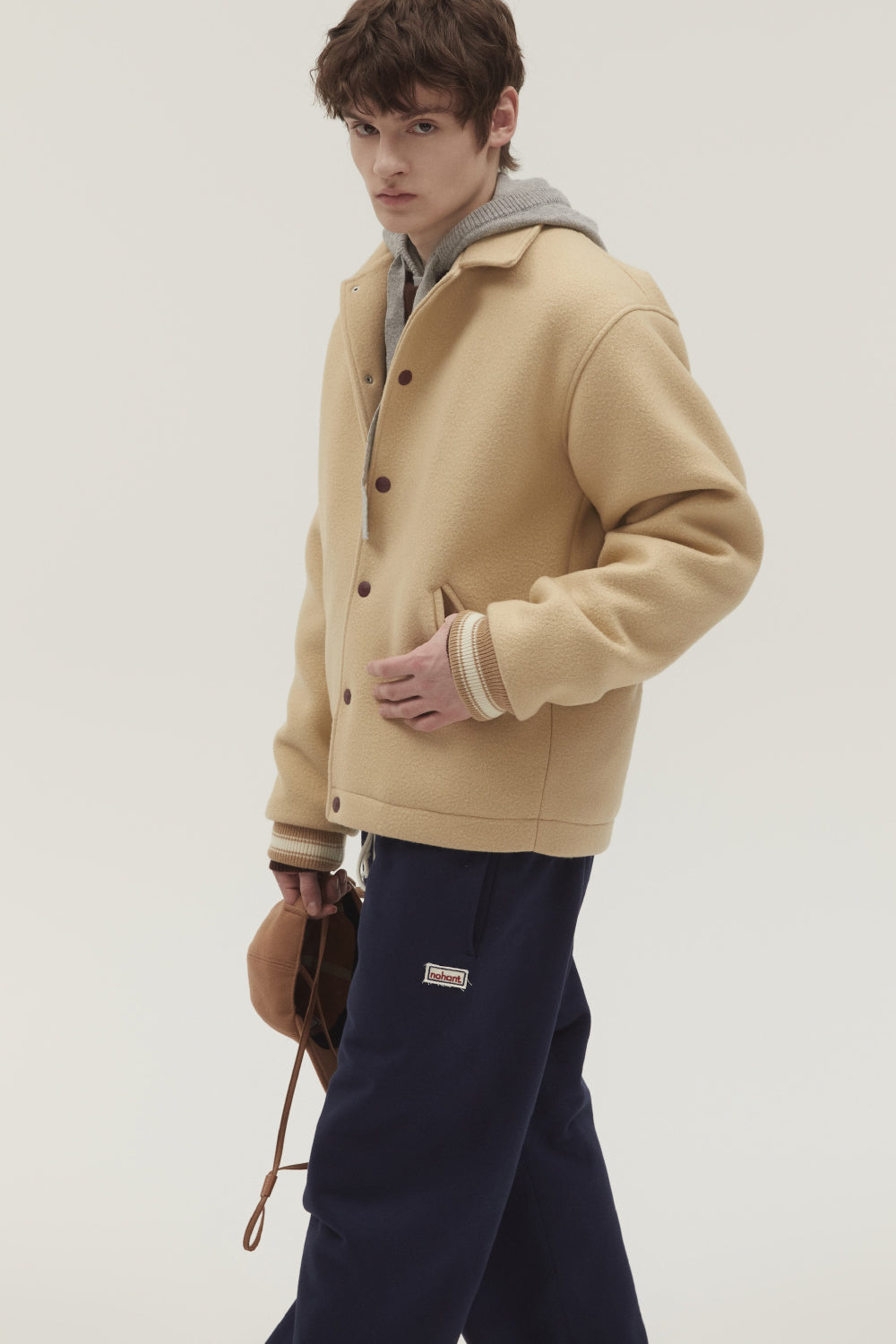 VARSITY MINIMAL WOOL JUMPER BEIGE