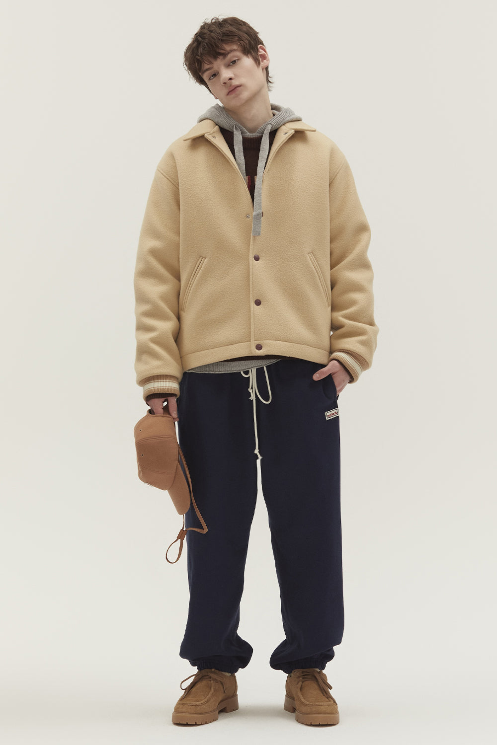 VARSITY MINIMAL WOOL JUMPER BEIGE
