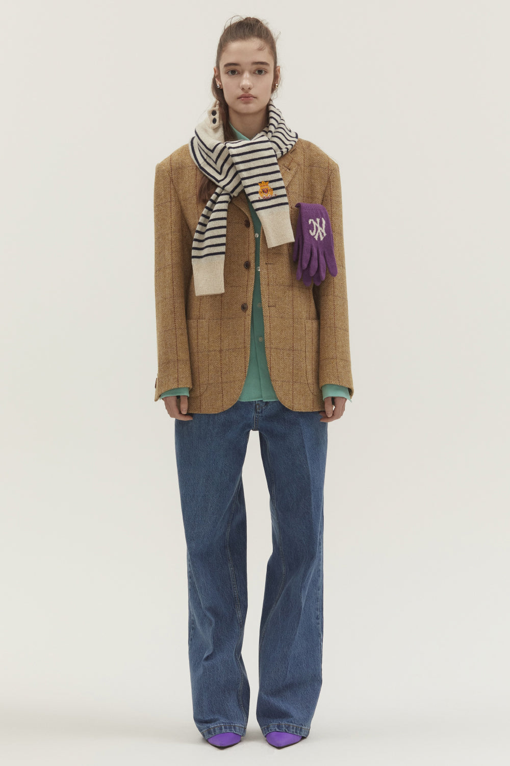 WASHED LOOSE FIT DENIM PANTS MID BLUE