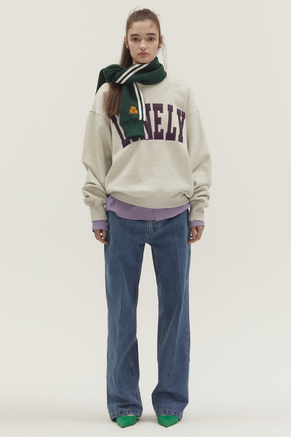 WASHED LOOSE FIT DENIM PANTS MID BLUE