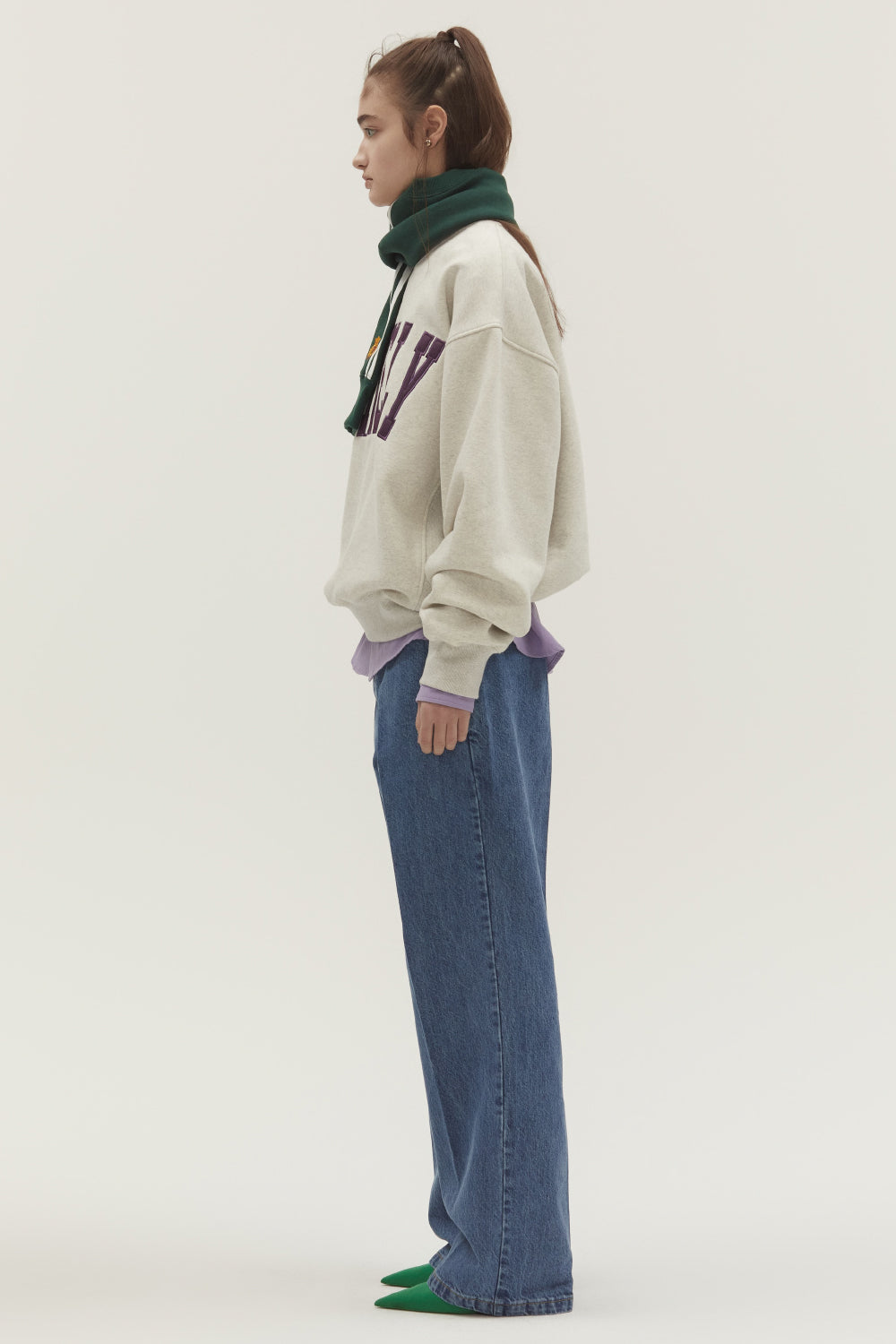 WASHED LOOSE FIT DENIM PANTS MID BLUE