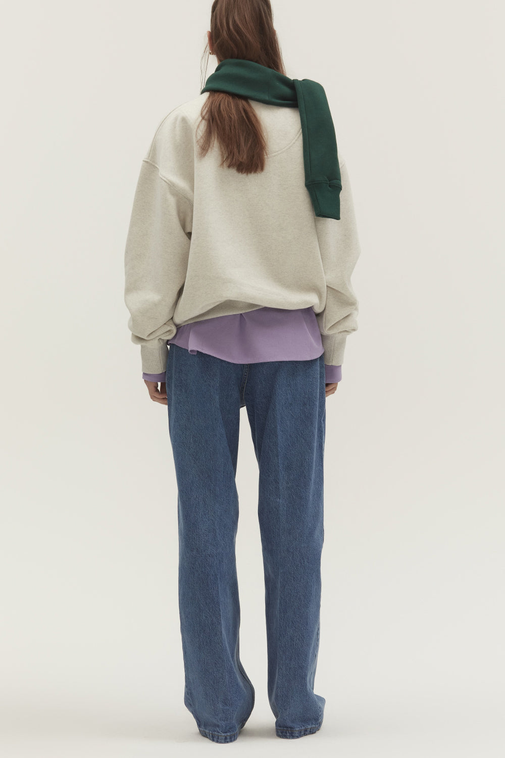 WASHED LOOSE FIT DENIM PANTS MID BLUE