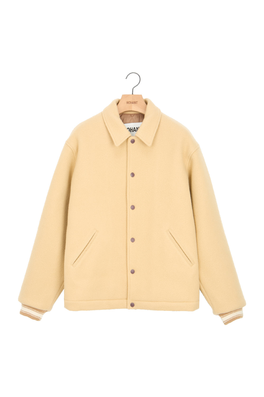VARSITY MINIMAL WOOL JUMPER BEIGE