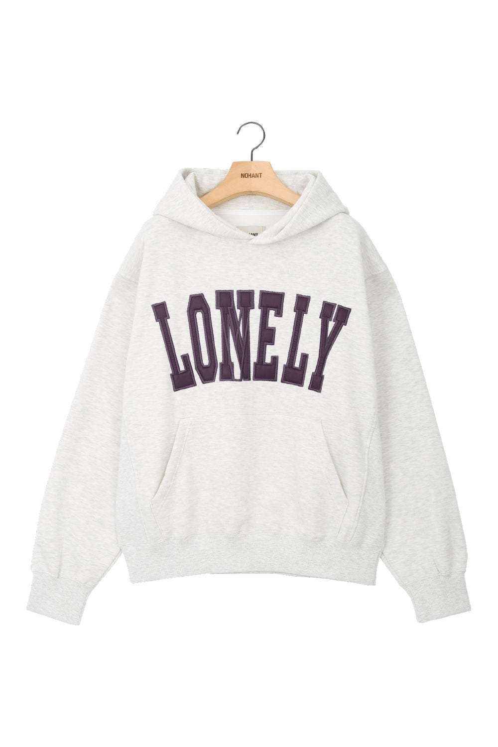 LONELY/LOVELY FLUFF HOODIE OATMEAL-PURPLE