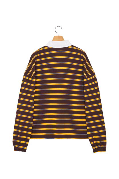 MULTI STRIPE RUGBY T-SHIRT BROWN