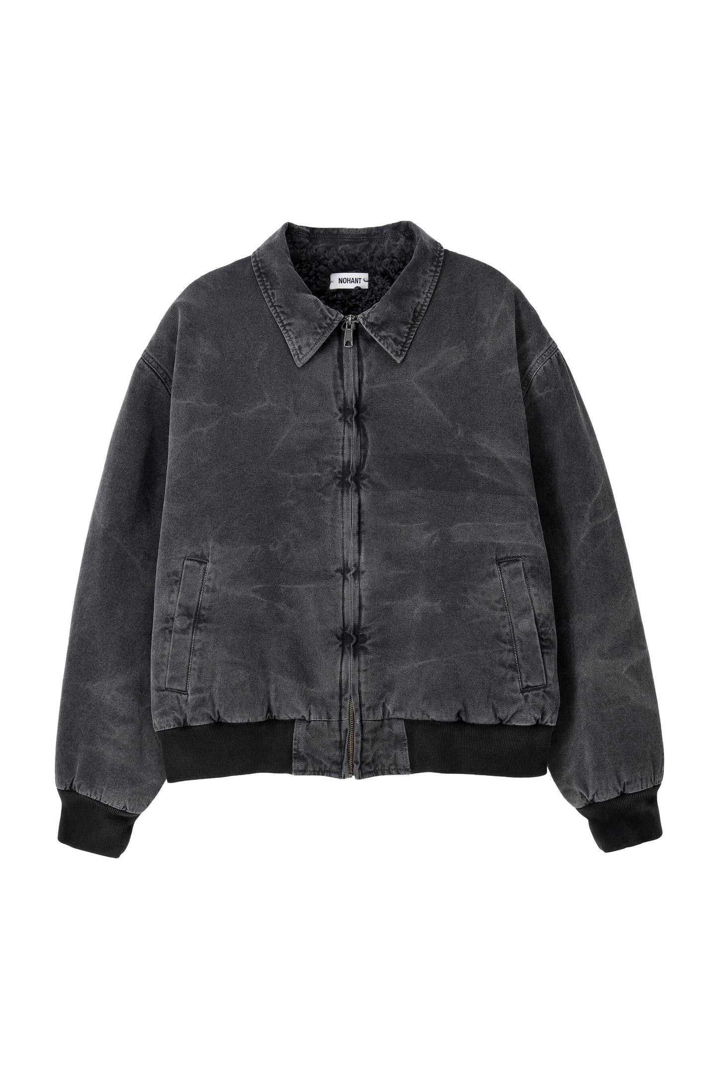 WASHED SHEARLING COLLAR BLOUSON CHARCOAL
