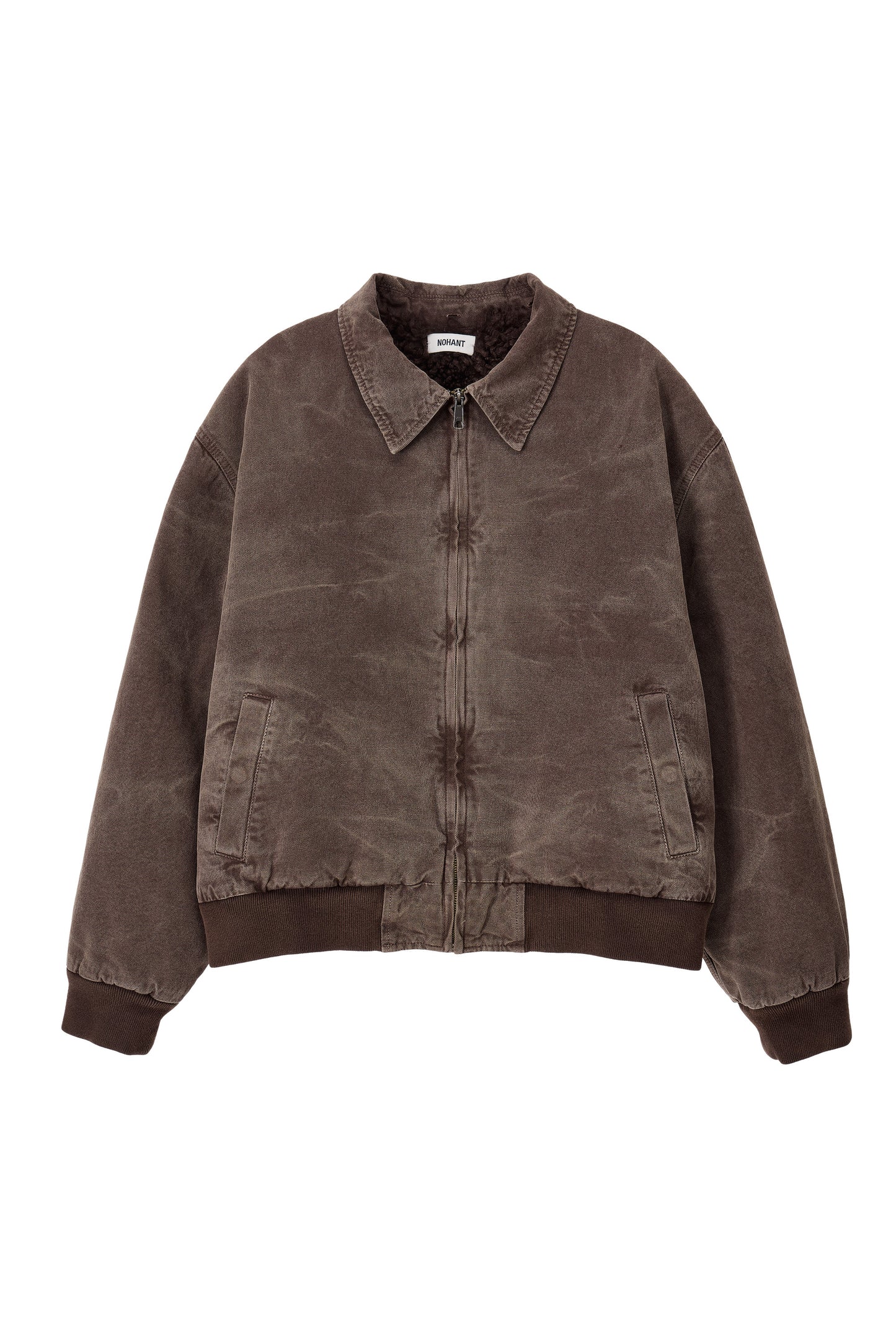 WASHED SHEARLING COLLAR BLOUSON BROWN