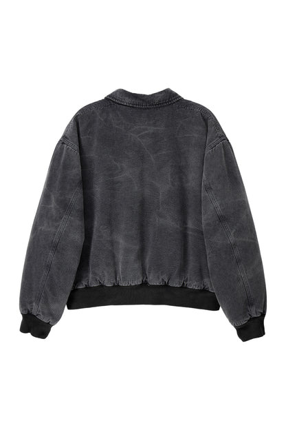 WASHED SHEARLING COLLAR BLOUSON CHARCOAL