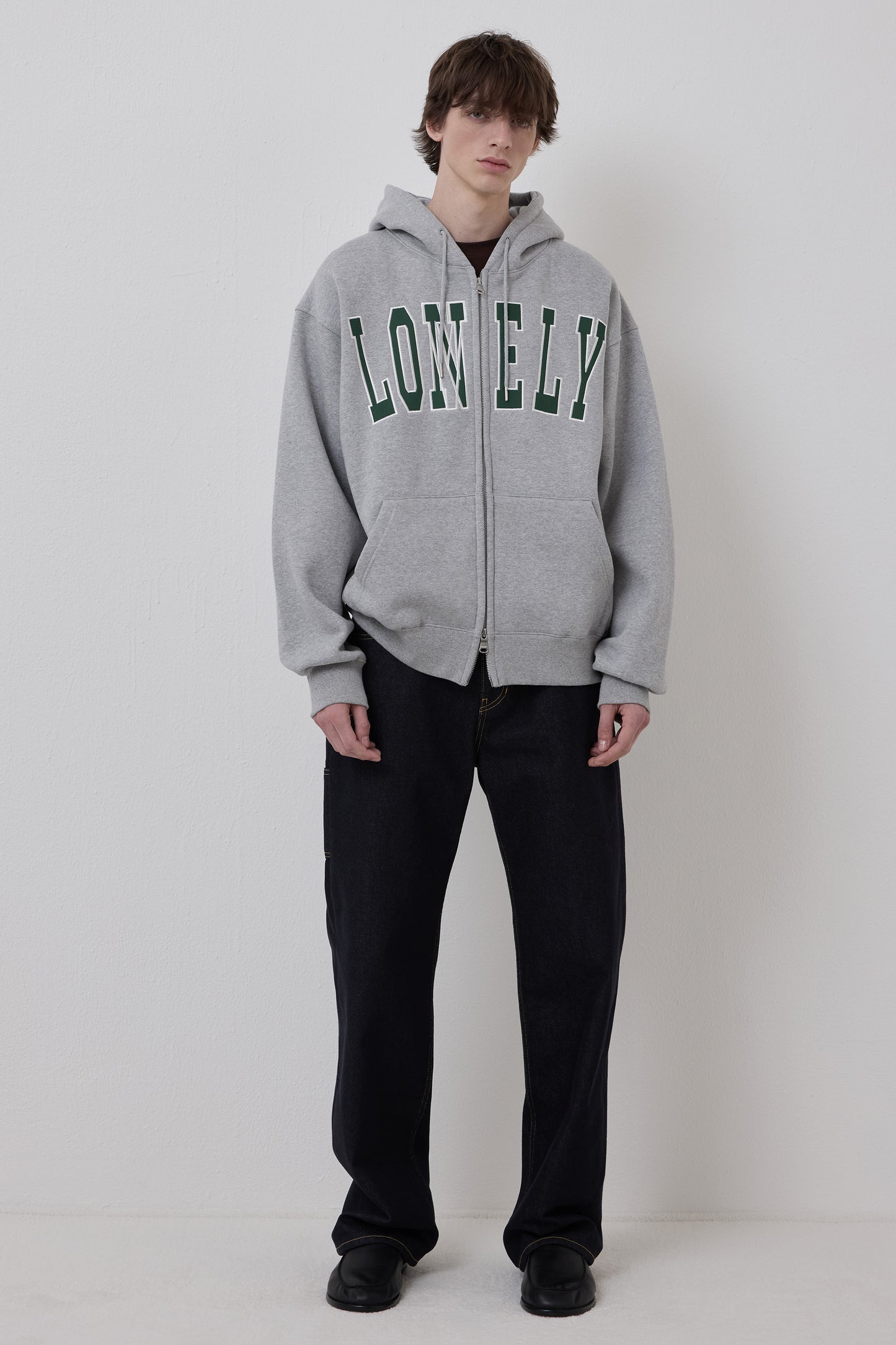 LONELY/LOVELY FLUFF HOODIE ZIP-UP GRAY