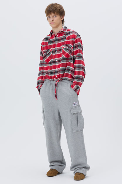 CROPPED WESTERN CHECK SHIRT RED